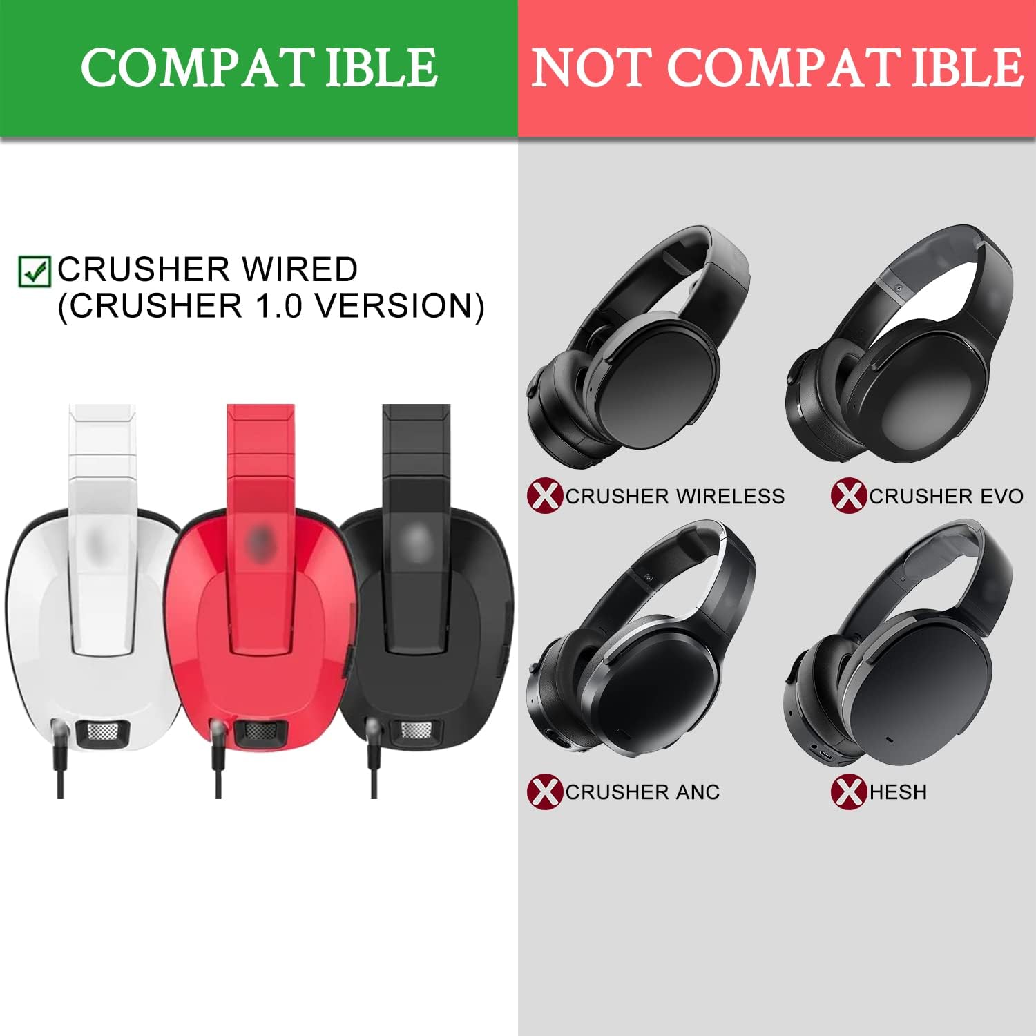 SOULWIT Earpads for Skullcandy Crusher Wired - Protein Leather