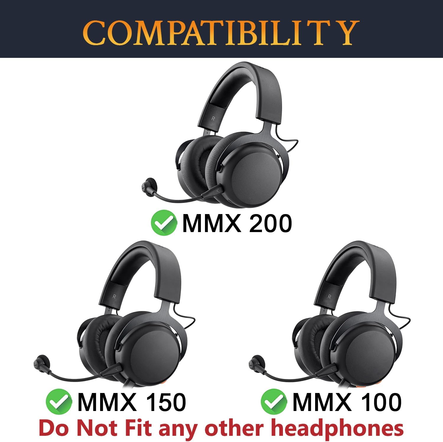 SOULWIT Earpads for Beyerdynamic MMX 100, MMX 150, MMX 200 - Protein Leather