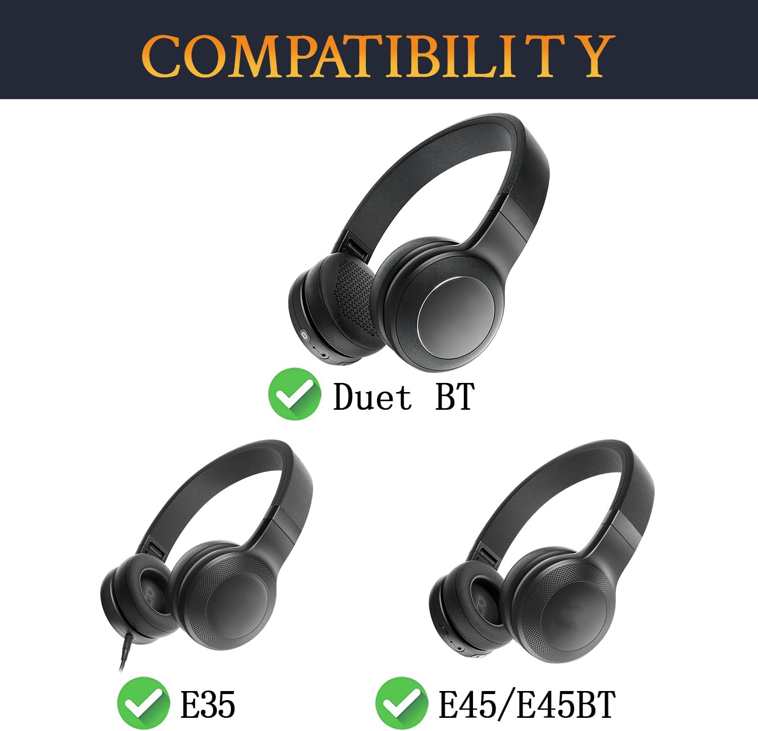 SOULWIT Earpads for JBL E35, E45, E45BT, Duet BT - Protein Leather
