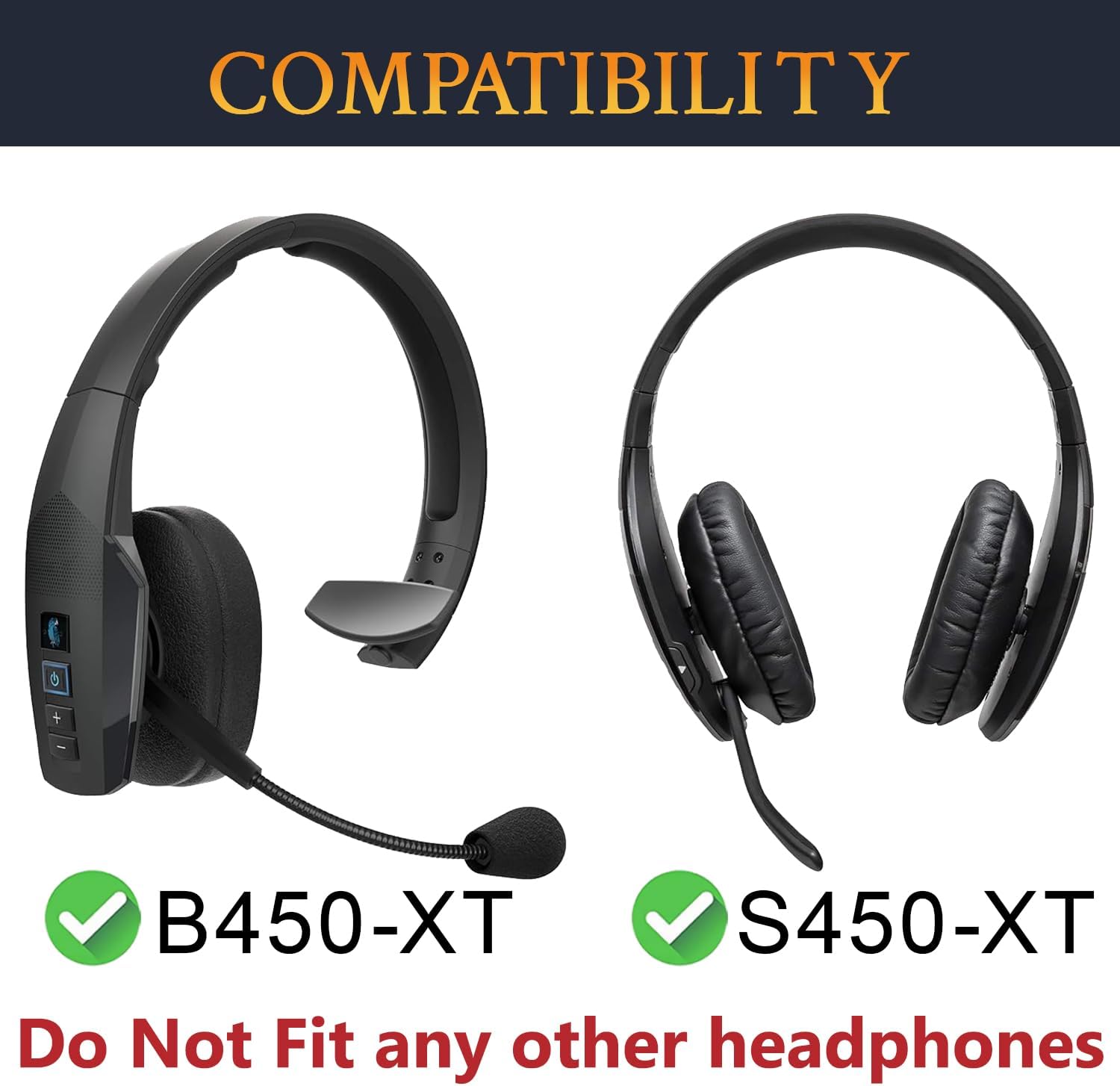 SOULWIT Earpads for BlueParrott B450-XT, S450-XT - Protein Leather