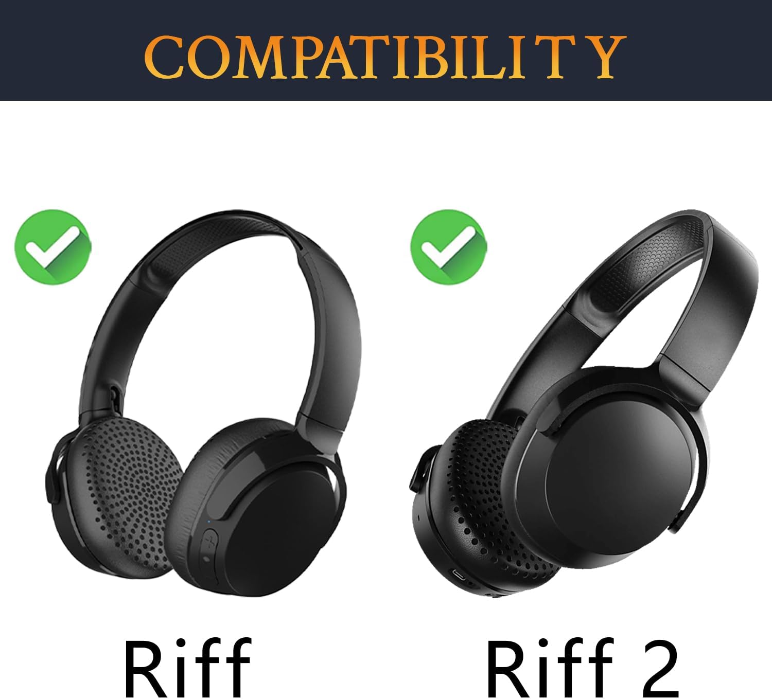 SOULWIT Earpads for Skullcandy Riff Wired, Riff Wireless, Riff Wireless 2 - Protein Leather