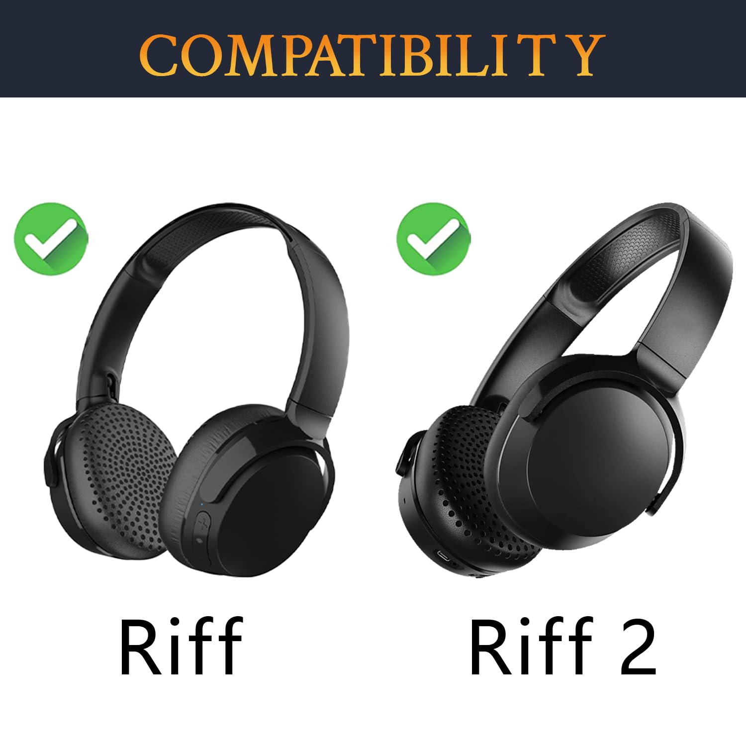 SOULWIT Earpads for Skullcandy Riff Wired, Riff Wireless, Riff Wireless 2 - Protein Leather