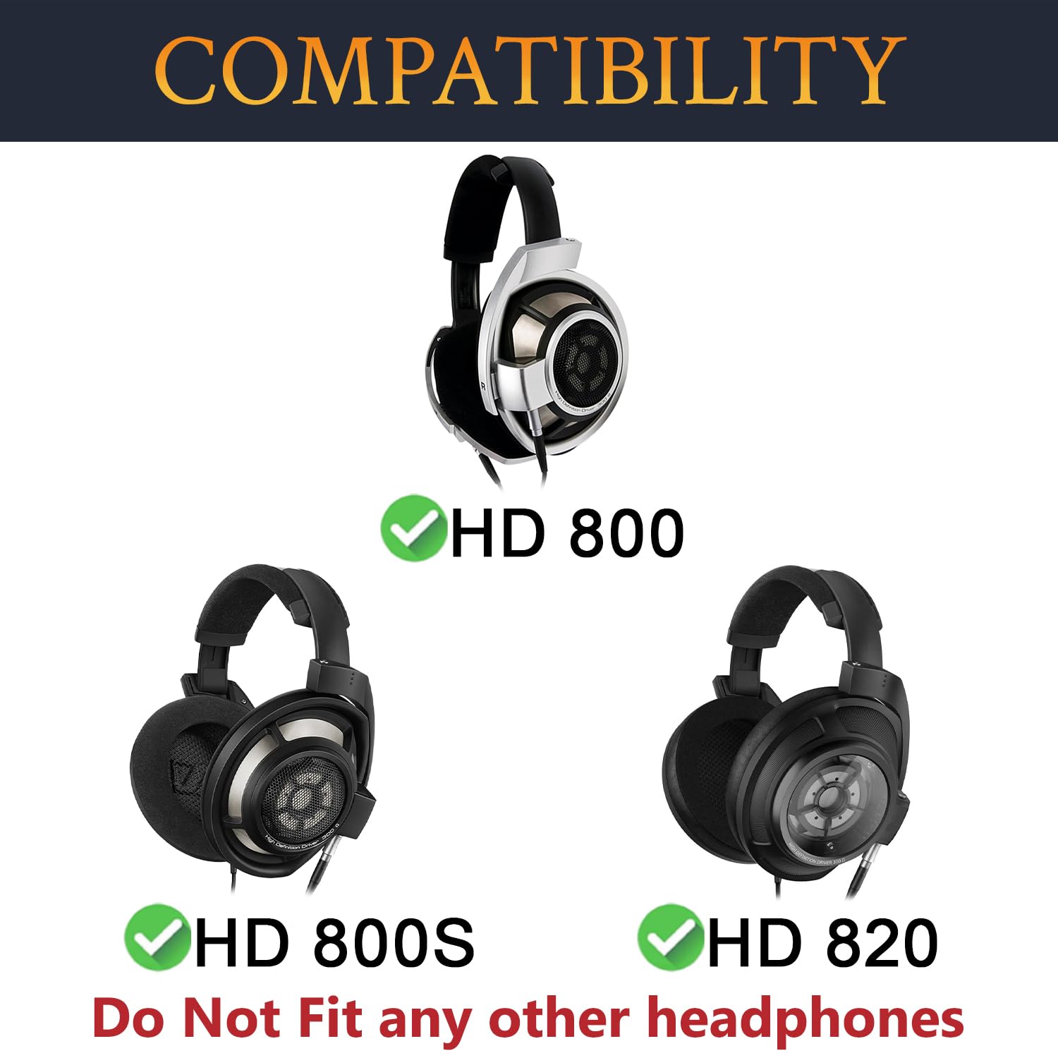 SOULWIT Headphone Audio Cable for Sennheiser HD800, HD800S, HD820, 3.5 mm Plug & 6.35 mm Adapter
