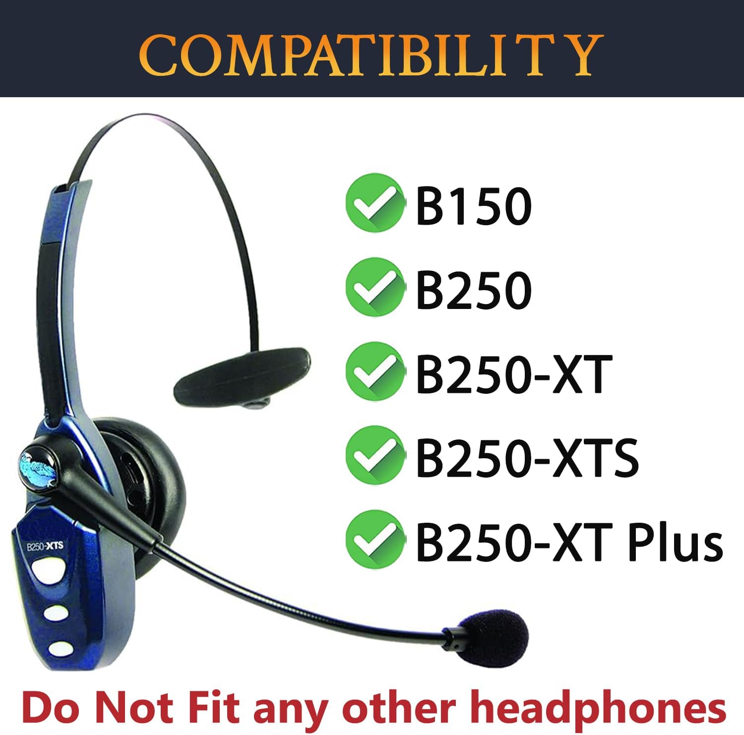 SOULWIT 3 in 1 Kit for BlueParrott B150, B250-XT, B250-XTS, B250-XT Plus, Earpads + Sponge Cover + Microphones Pop Filter