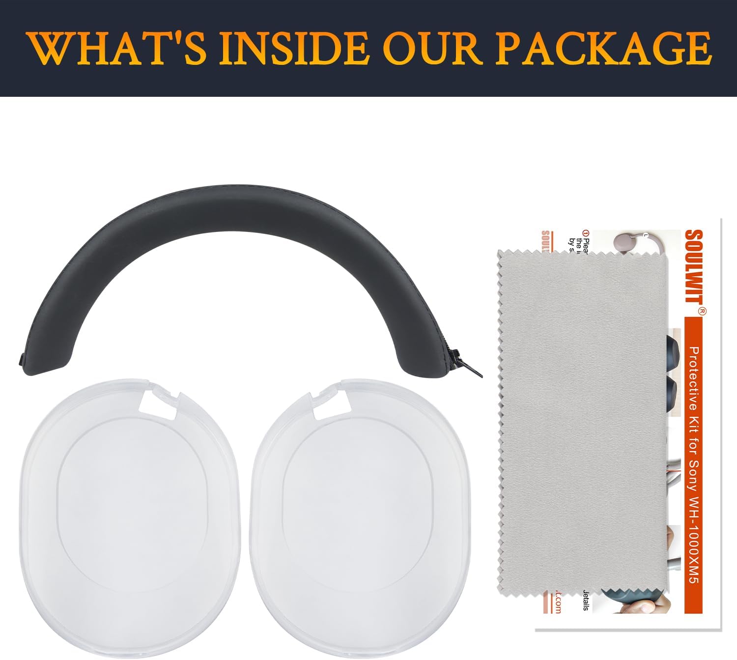 SOULWIT Protective Kit for Sony WH-1000XM5, Silicone Headband Cover + TPU Case Cover Protectors