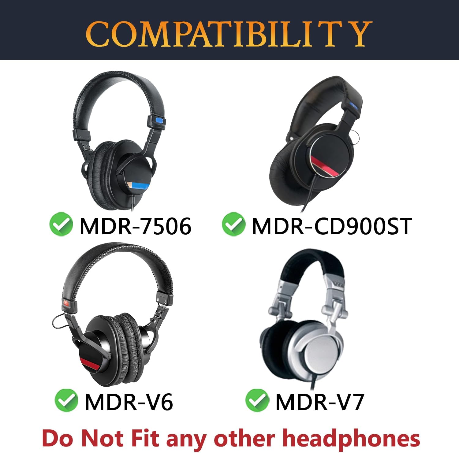 SOULWIT Earpads for Sony MDR-7506, MDR-V6, MDR-V7, MDR-CD900ST - Lambskin