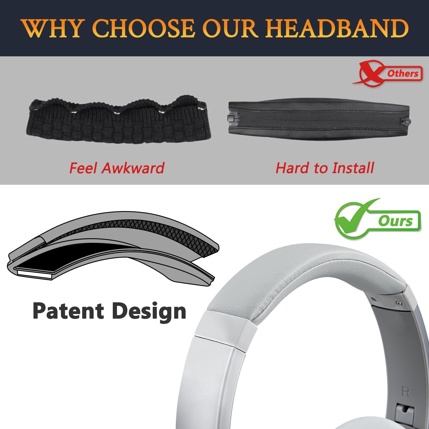 SOULWIT Headband for Anker Soundcore Life 2 / Life Q20 / Life Q20+ / Q20i