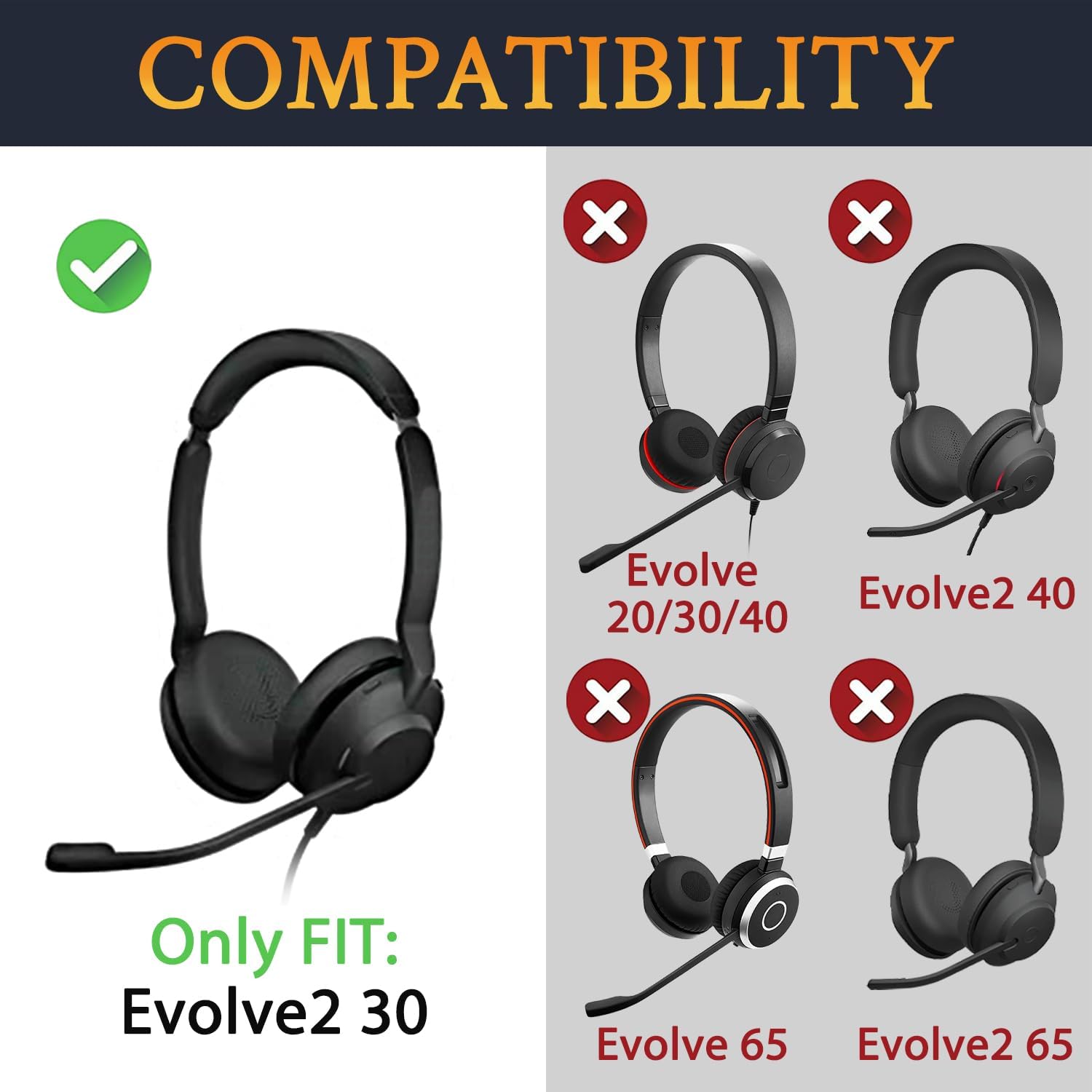 SOULWIT Earpads for Jabra Evolve2 30 - Protein Leather