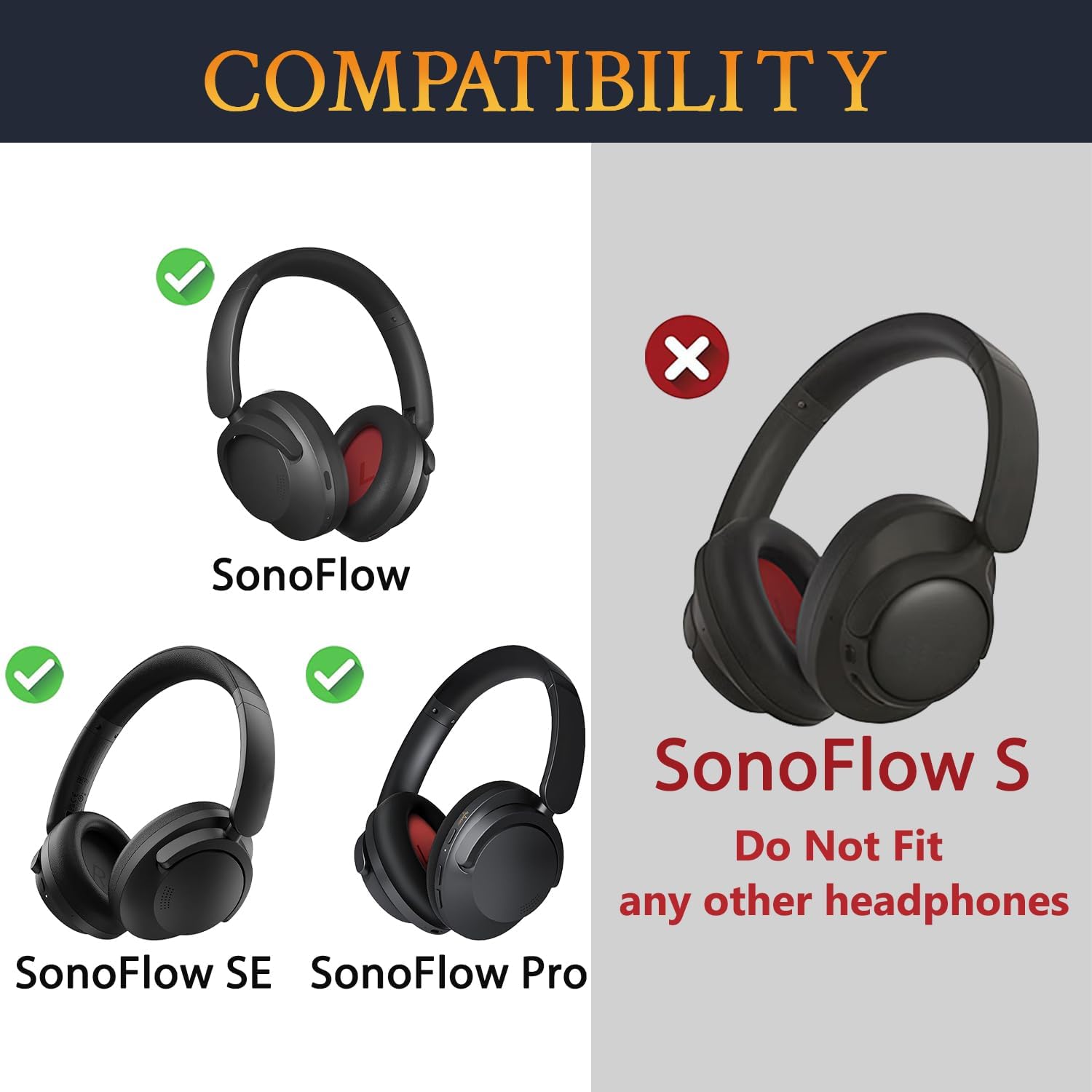SOULWIT Earpads for 1MORE SonoFlow/SonoFlow SE/SonoFlow Pro - Protein Leather