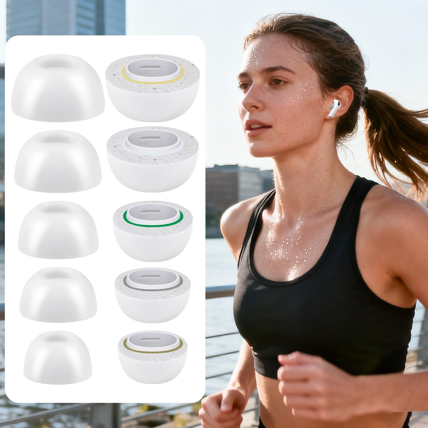 SOULWIT Memory Foam Ear Tips for AirPods Pro 3 - 5 pairs
