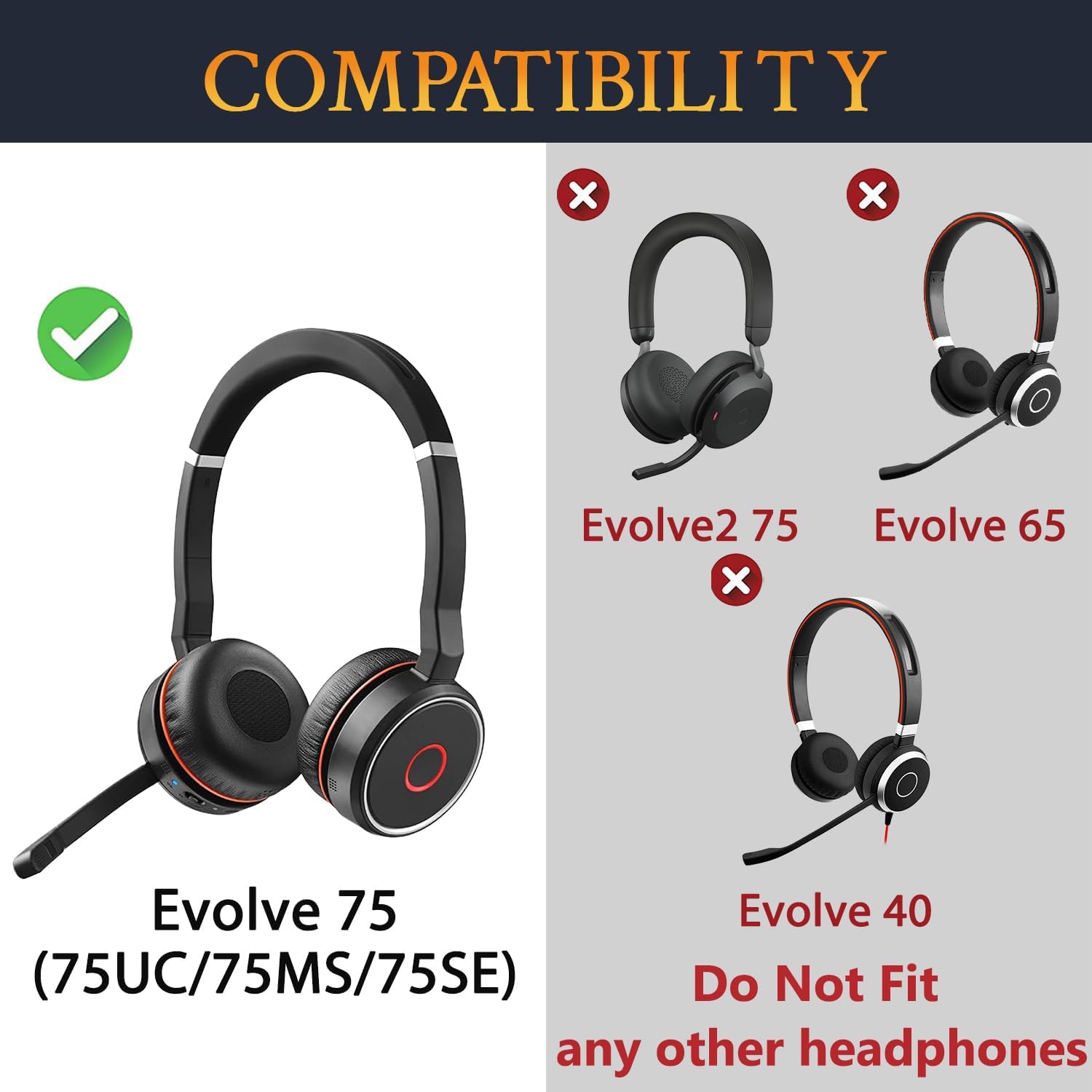 SOULWIT Earpads for Jabra Evolve 75 - Lambskin