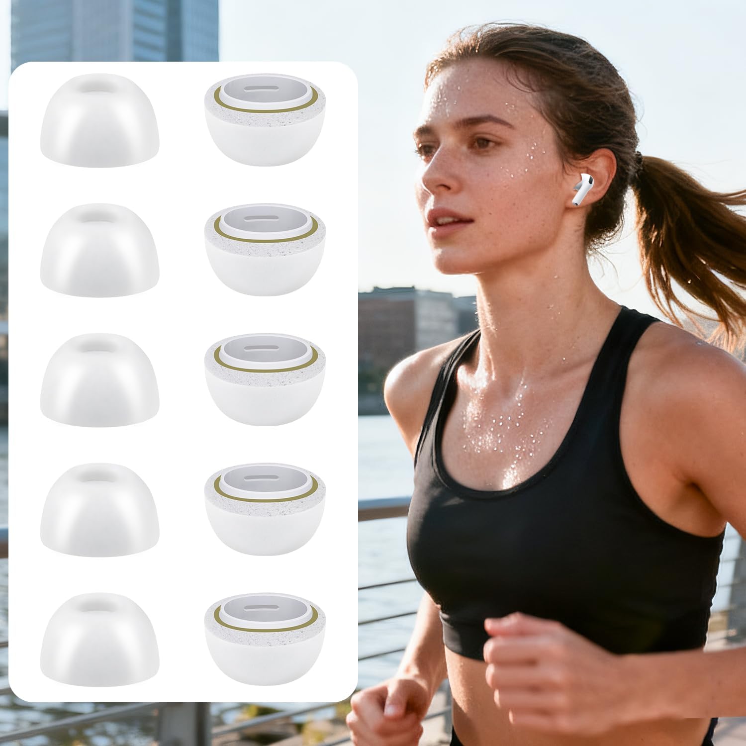 SOULWIT Memory Foam Ear Tips for AirPods Pro 3 - 5 pairs