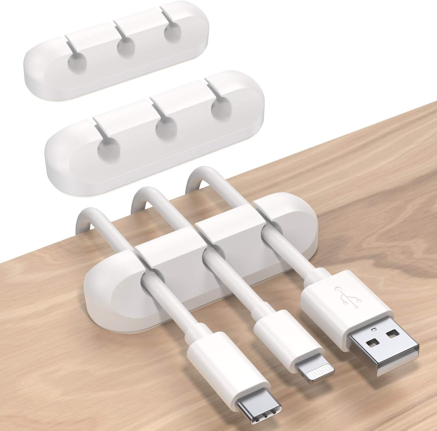 SOULWIT Cable Holder Clips, 3-Pack Cable Management Cord Organizer Clips Silicone Self Adhesive