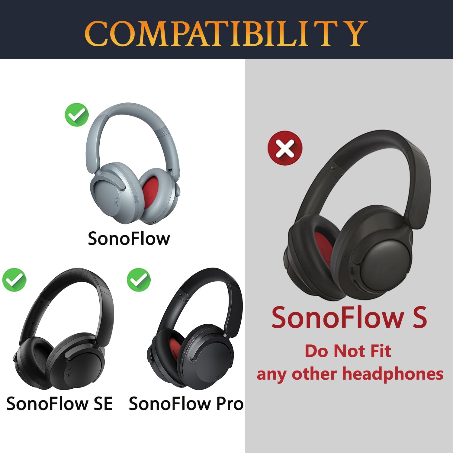 SOULWIT Earpads for 1MORE SonoFlow/SonoFlow SE/SonoFlow Pro - Protein Leather
