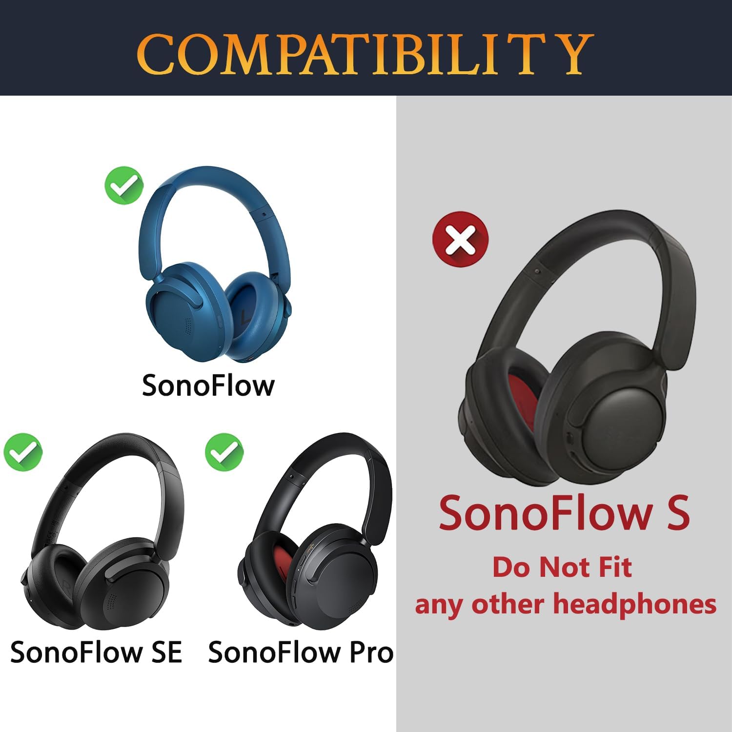 SOULWIT Earpads for 1MORE SonoFlow/SonoFlow SE/SonoFlow Pro - Protein Leather