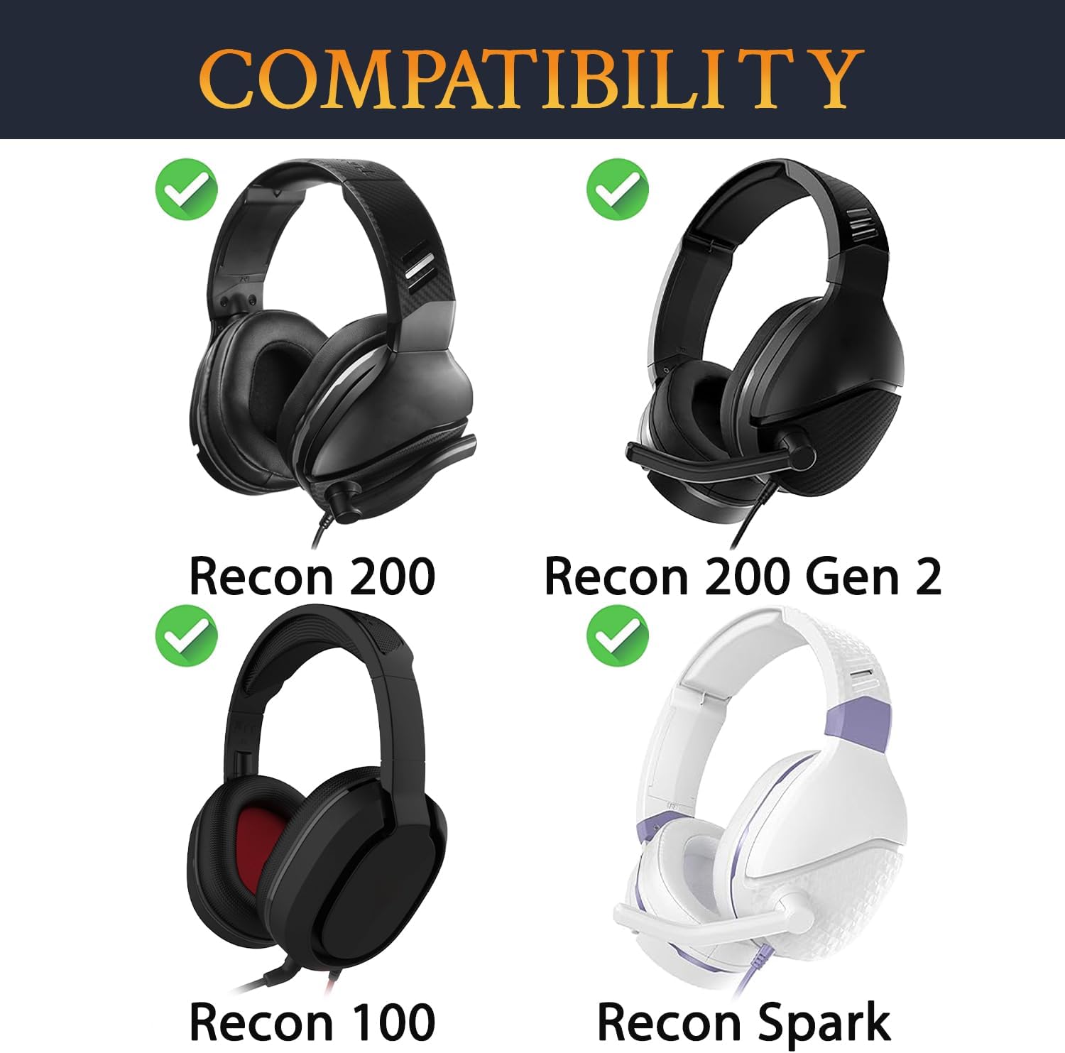 SOULWIT Earpads for Turtle Beach Recon 100, Recon 200, Recon 200 Gen 2, Recon Spark - Protein Leather