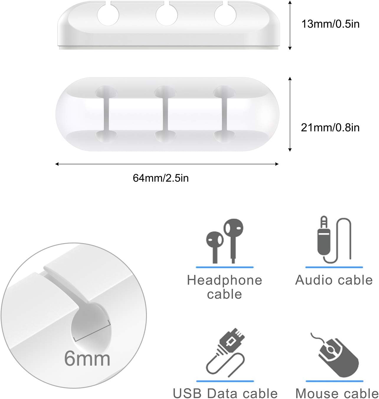 SOULWIT Cable Holder Clips, 3-Pack Cable Management Cord Organizer Clips Silicone Self Adhesive