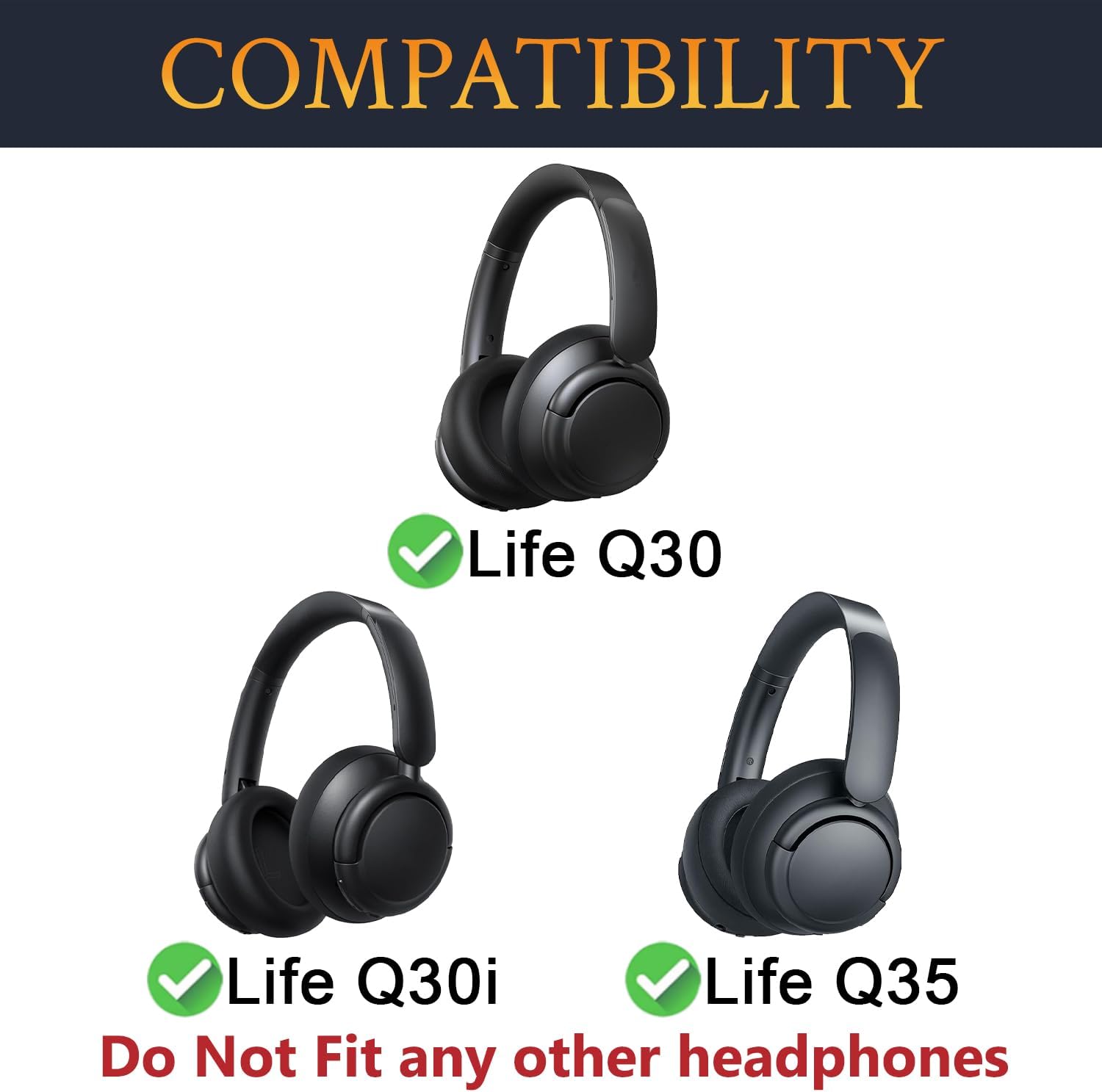 SOULWIT Headband Pad for Anker Q30/Q30i/Q35 Headphones - Black