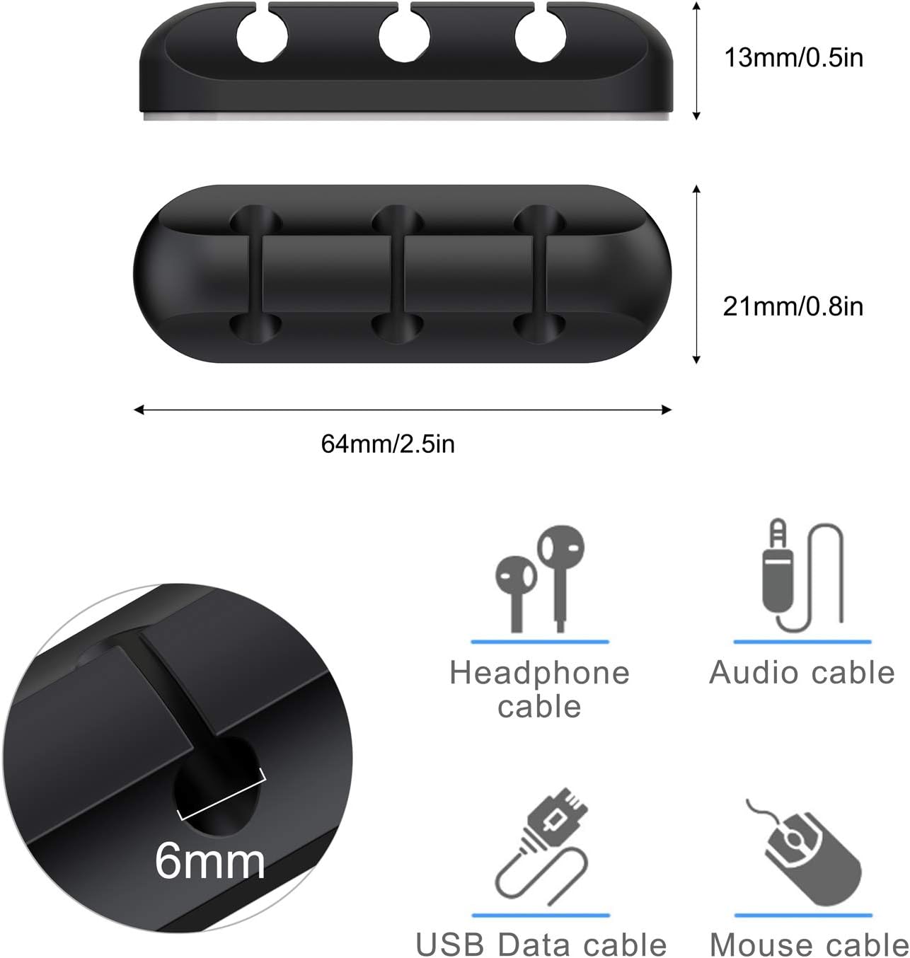 SOULWIT Cable Holder Clips, 3-Pack Cable Management Cord Organizer Clips Silicone Self Adhesive