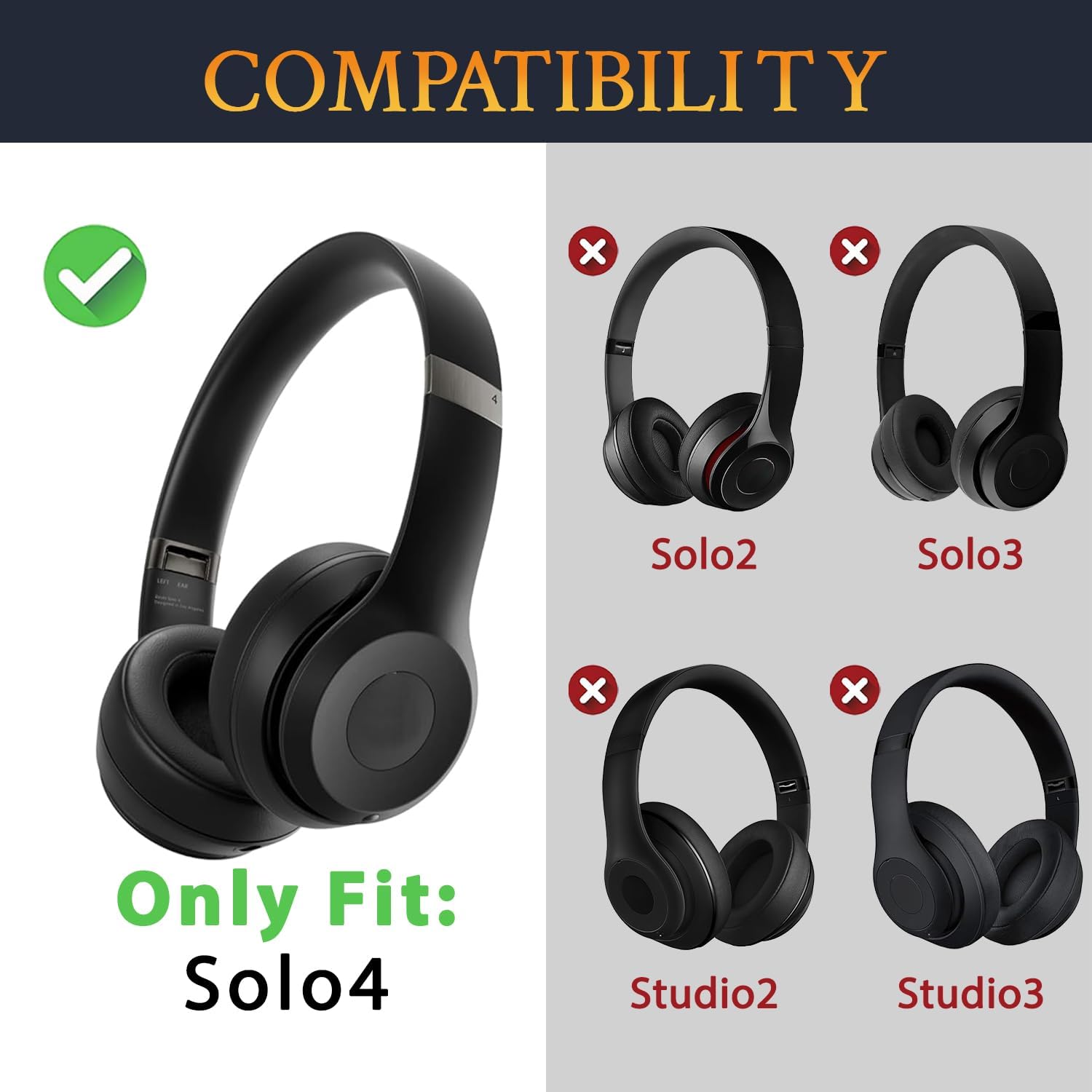 SOULWIT Earpads for Beats Solo 4 - Cooling Gel