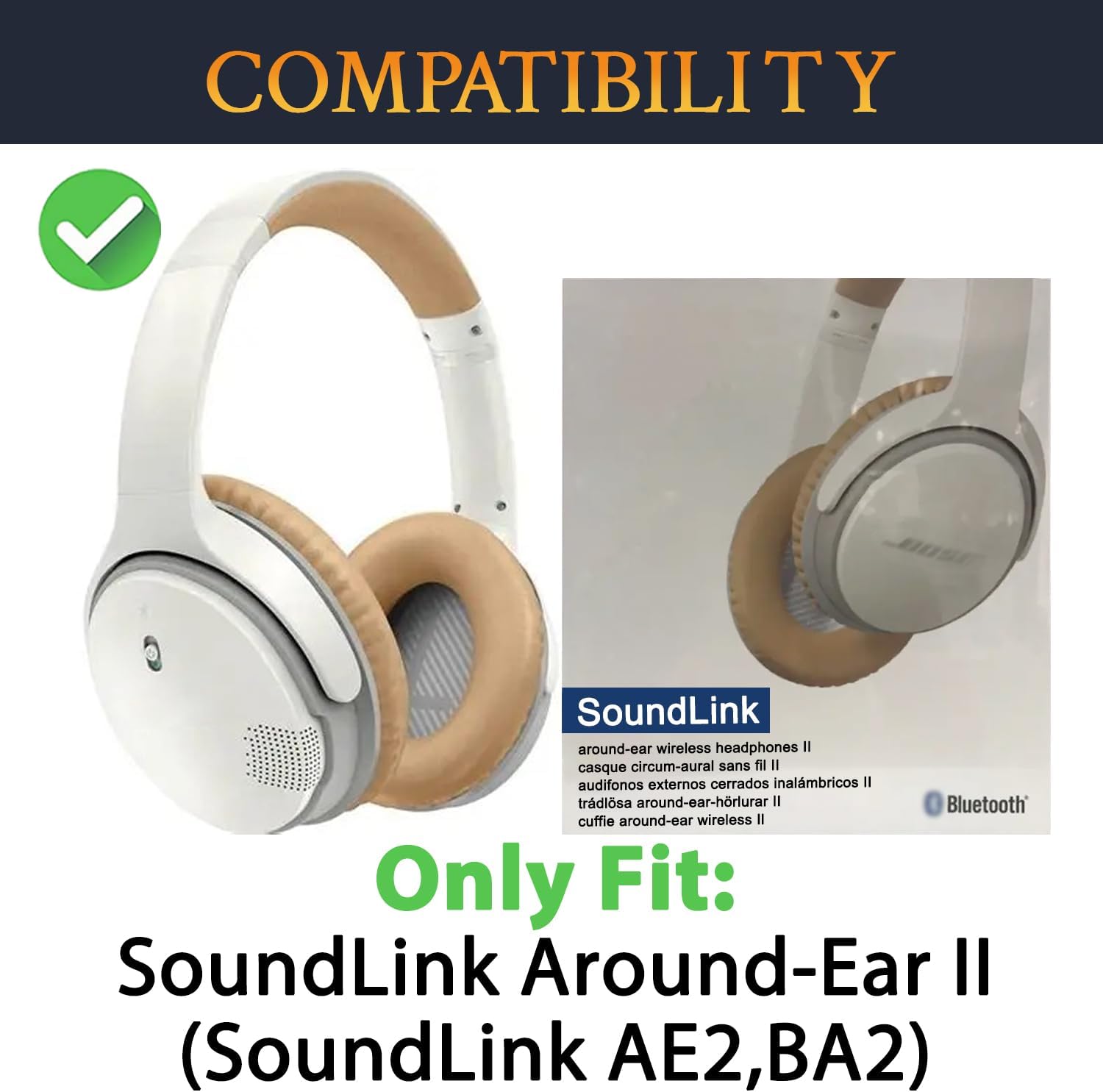 SoloWIT Earpads for Bose SoundLink Around-Ear Wireless Headphones II (AE2 Wireless) - Protein Leather