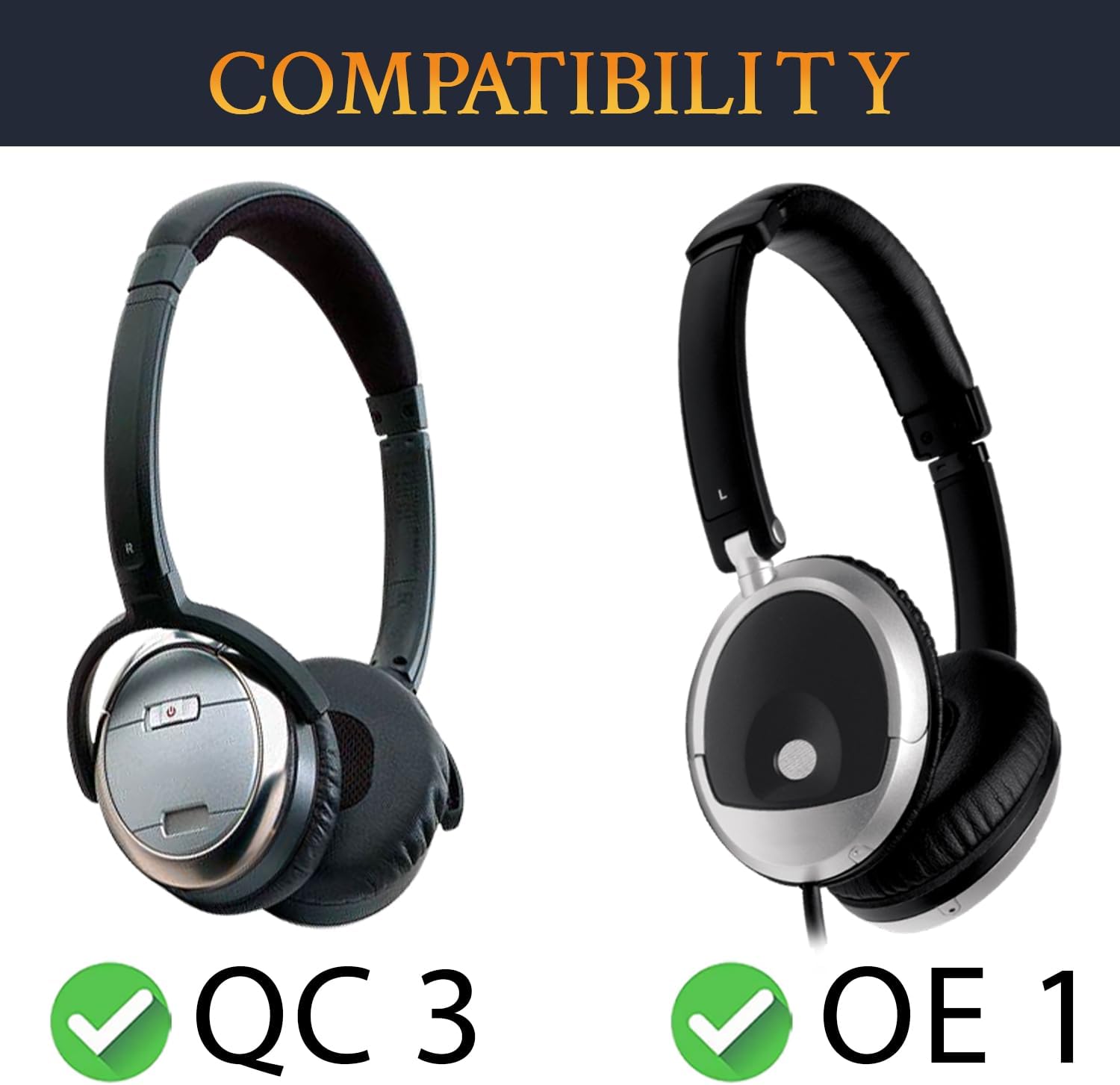 SOULWIT Earpads for Bose QuietComfort 3 (QC3) and Bose On-Ear Headphones (OE1) - Cooling Gel