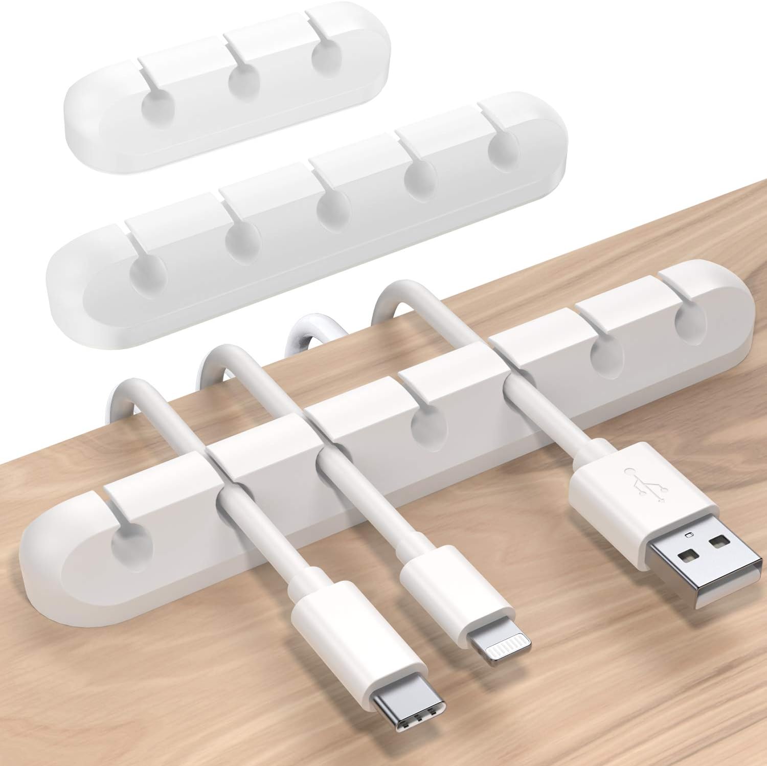 SOULWIT Cable Holder Clips, 3-Pack Cable Management Cord Organizer Clips Silicone Self Adhesive