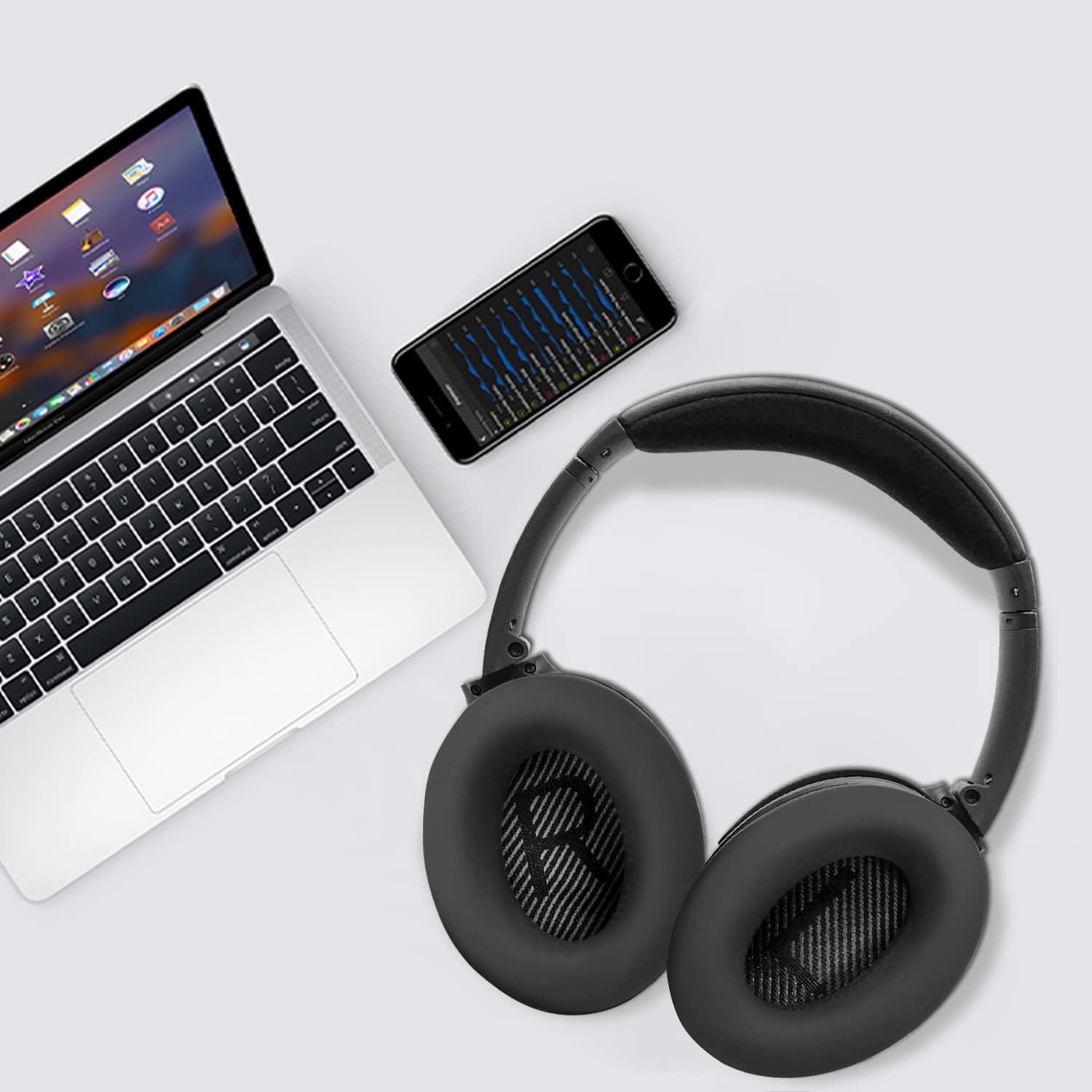 SOULWIT Earpads + Headband + Silicone Earpads Cover for Bose QuietComfort 35 Series