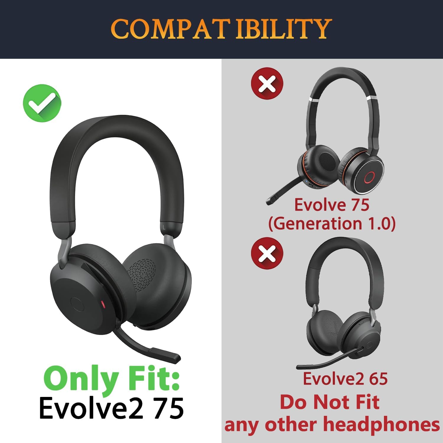 SOULWIT Earpads for Jabra Evolve2 75 - Cooling Gel