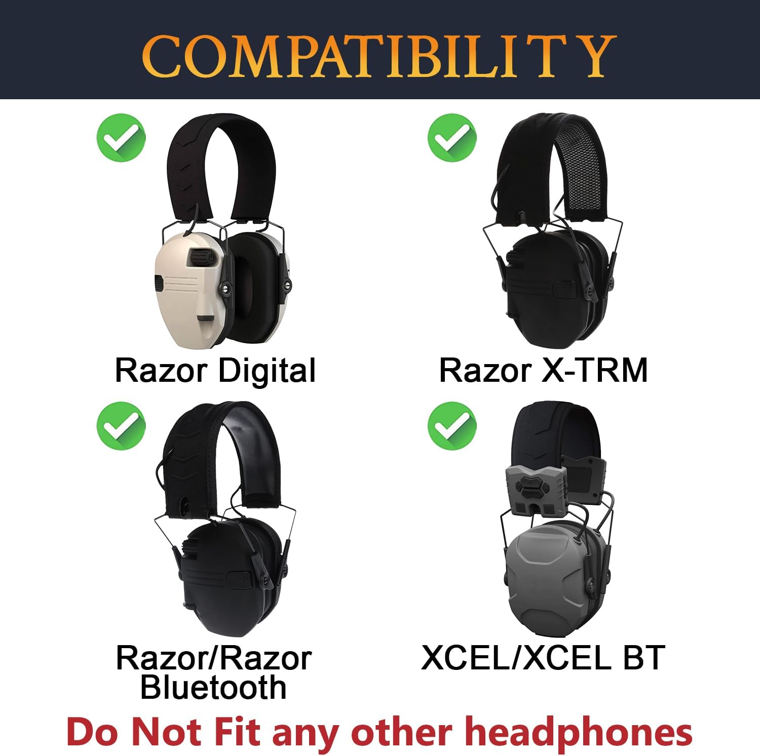 SOULWIT Earpads for Walker's Razor Slim, Razor Digital, Razor Bluetooth, Razor X-TRM, XCEL, XCEL Bluetooth - Protein Leather