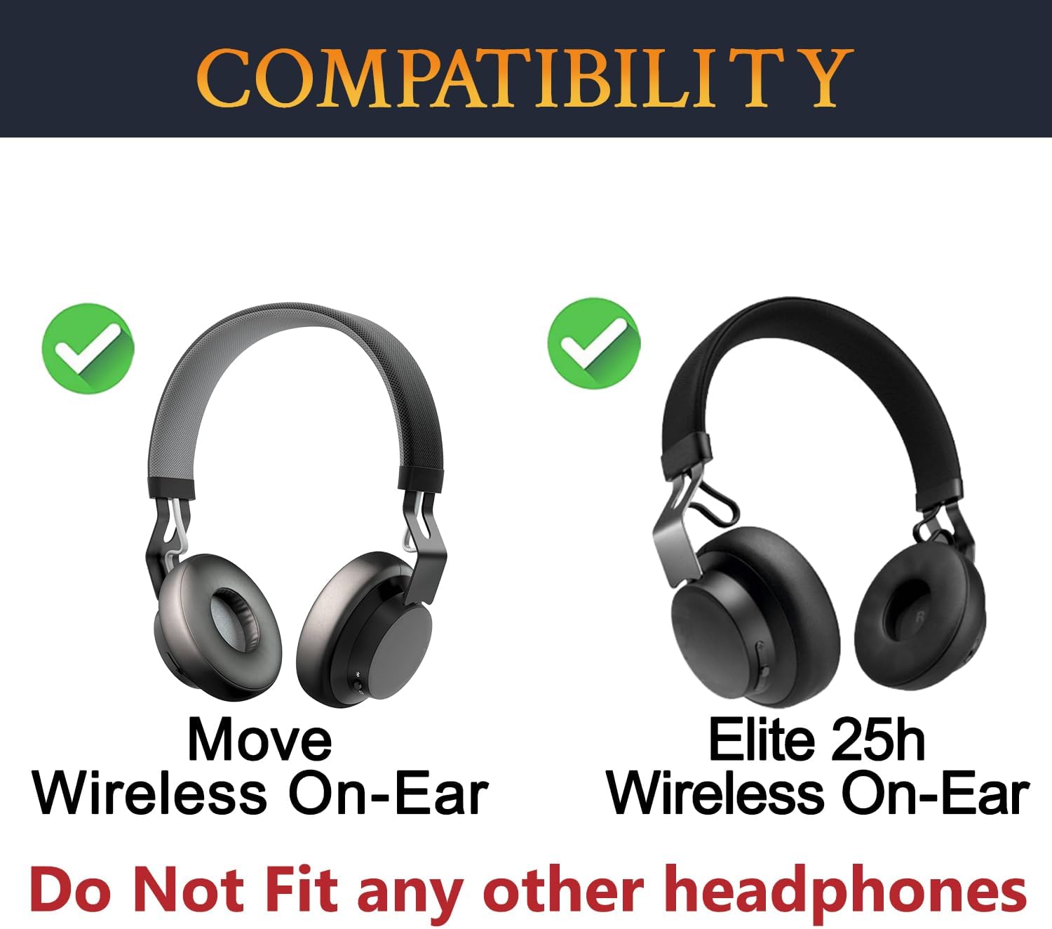SOULWIT Earpads for Jabra Move, Elite 25h - Cooling Gel