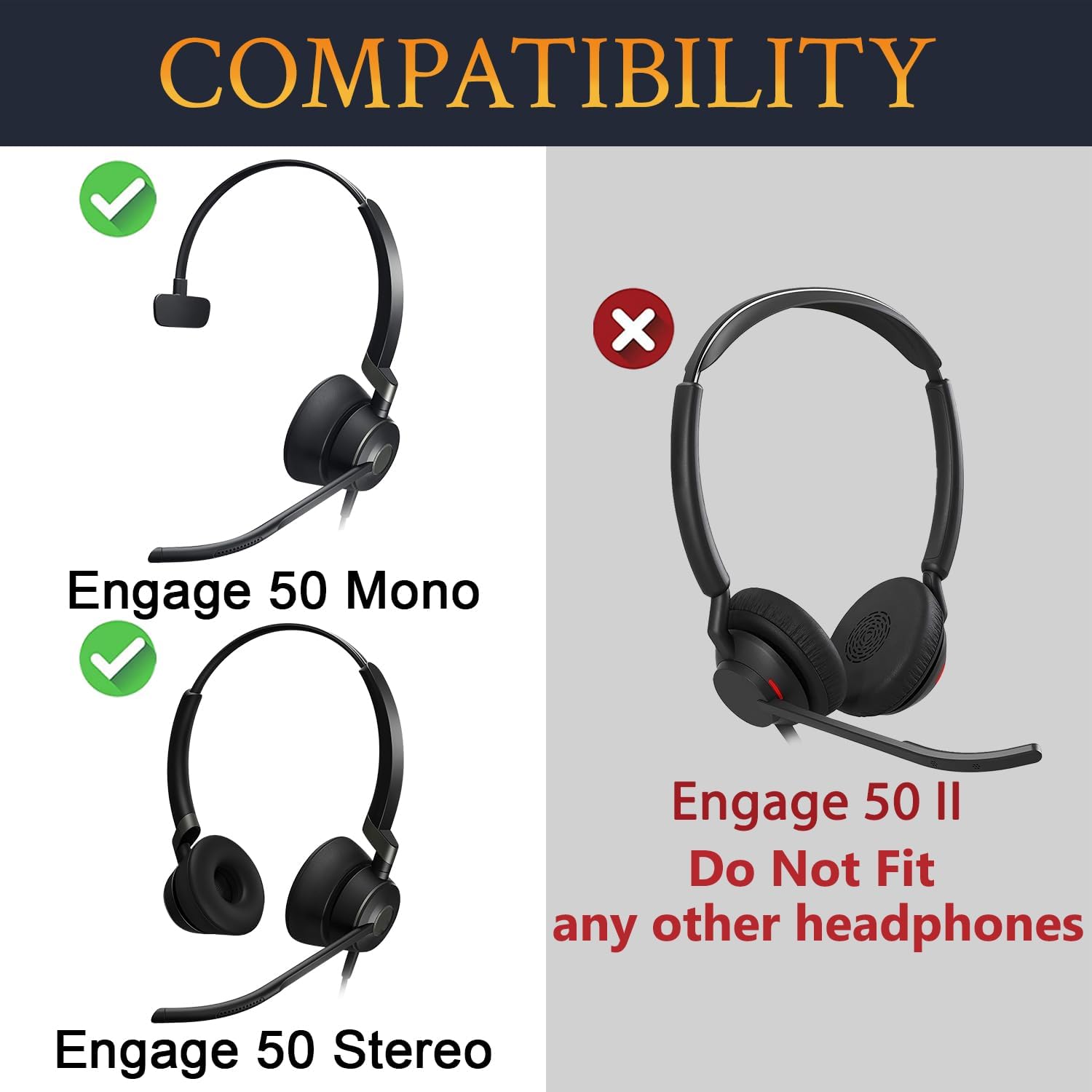 SOULWIT Earpads for Jabra Engage 50 Mono/Stereo - Protein Leather