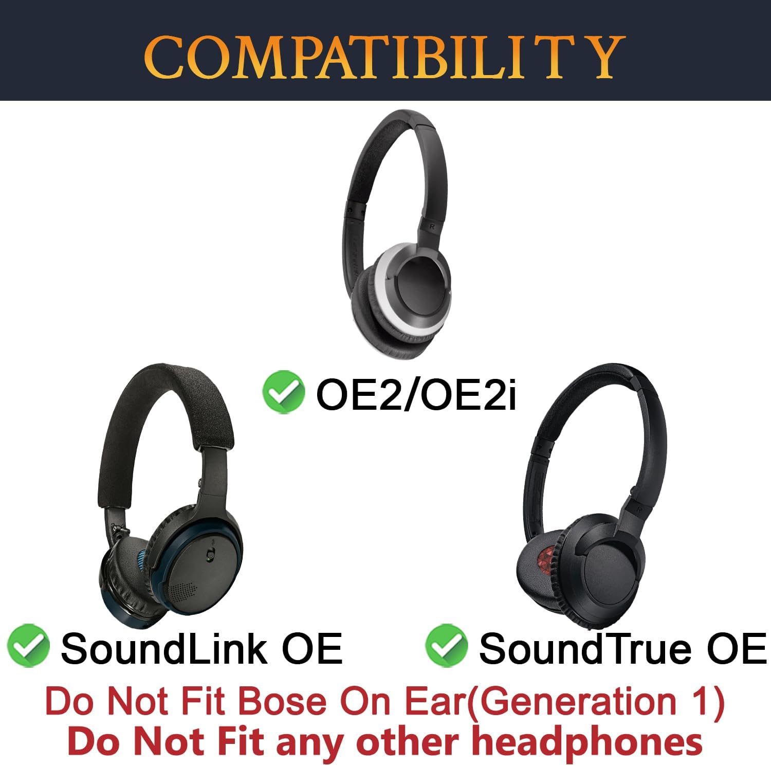 SOULWIT Earpads for Bose On-Ear II (OE2/OE2i) / SoundTrue On-Ear / SoundLink On-Ear - Cooling Gel
