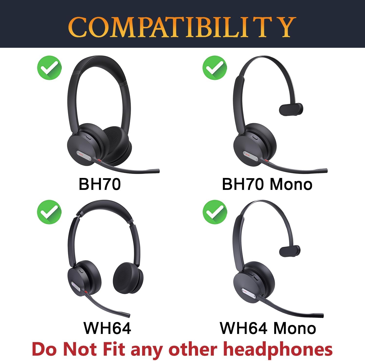 SOULWIT Earpads + 4Pcs Microphone Pop Filter for Yealink BH70, WH64 Wireless Headset