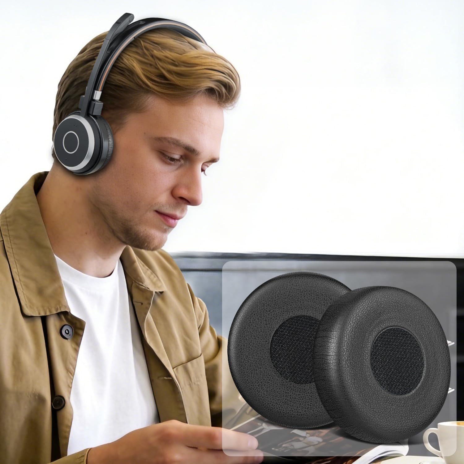 SOULWIT Earpads for Jabra Evolve 65/40/30/20 - Protein Leather