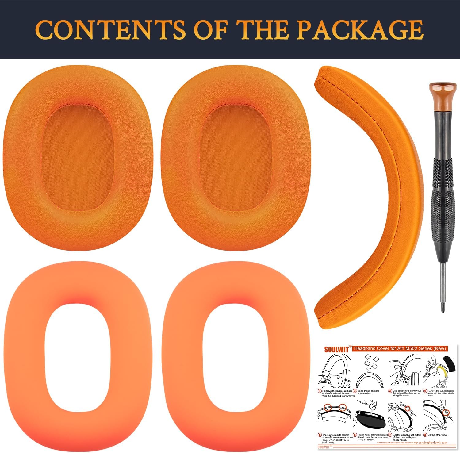 SOULWIT Earpads + Ear Cover+ Headband for ATH M50, M50X, M50XBT, M50XBT2, M50XSTS