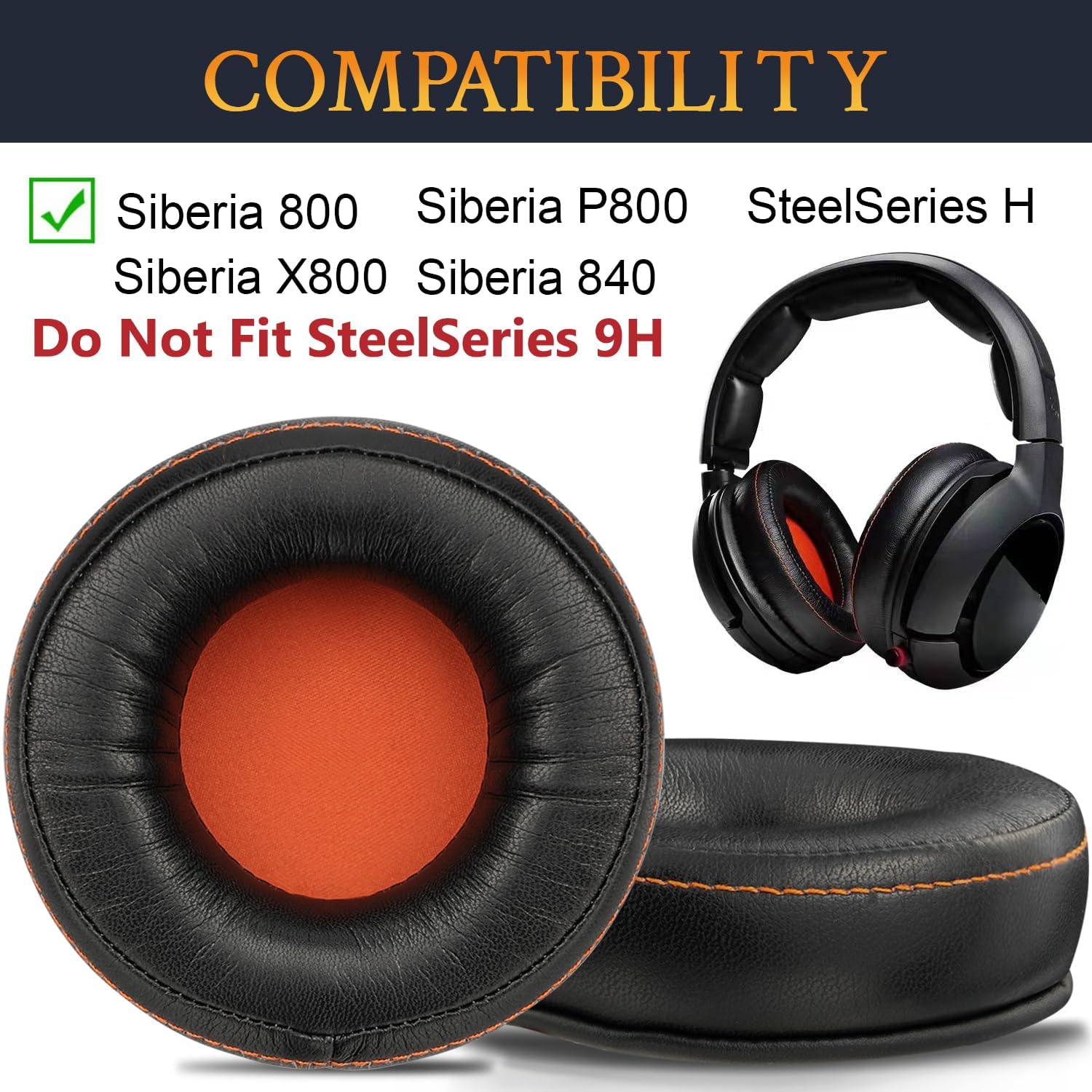 SOULWIT Earpads for SteelSeries Siberia 800/X800/P800, Siberia 840, SteelSeries H - Protein Leather