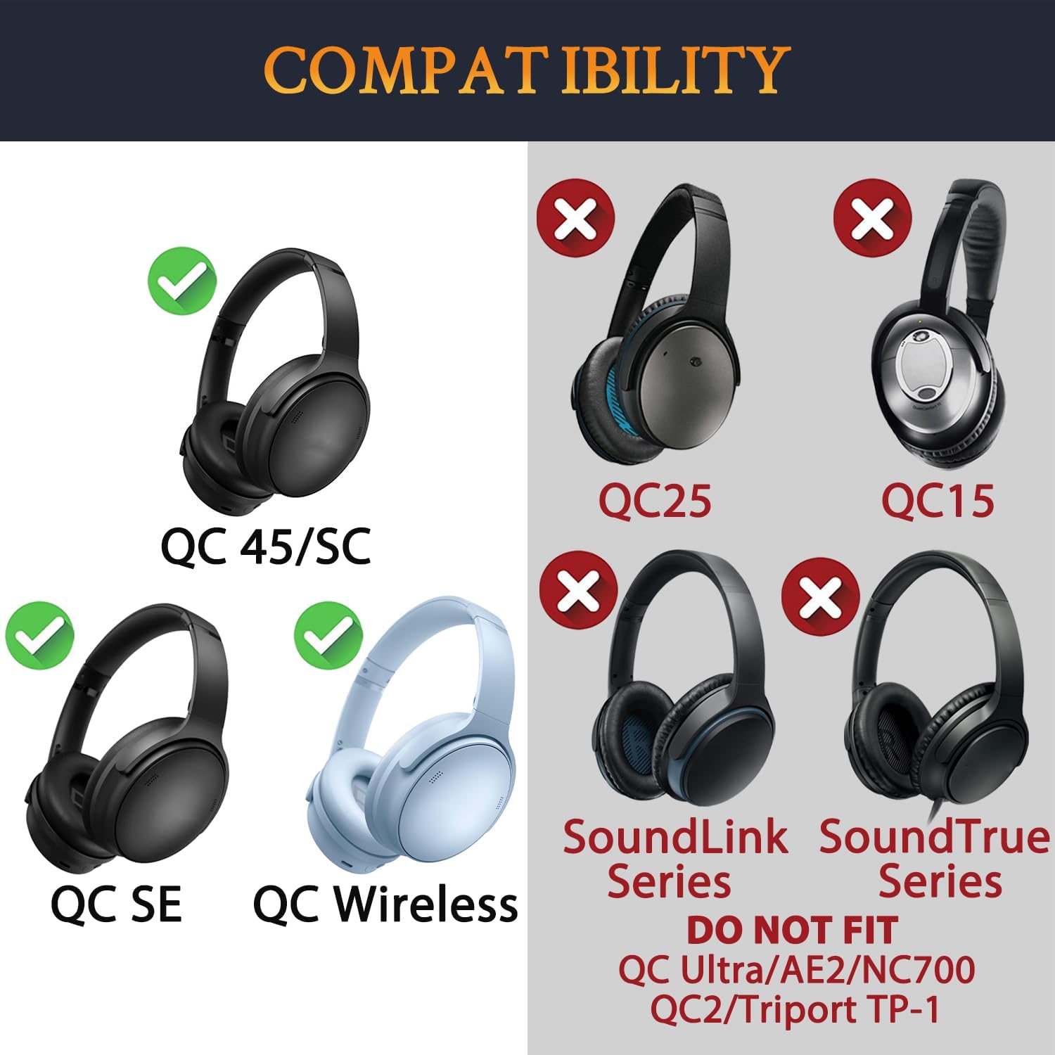 SOULWIT Headband for Bose QuietComfort 45 Series