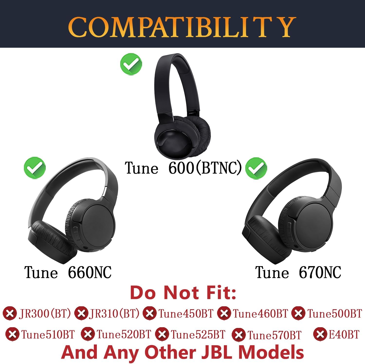 SOULWIT Earpads for JBL Tune 600BTNC / 660NC / 670NC - Protein Leather