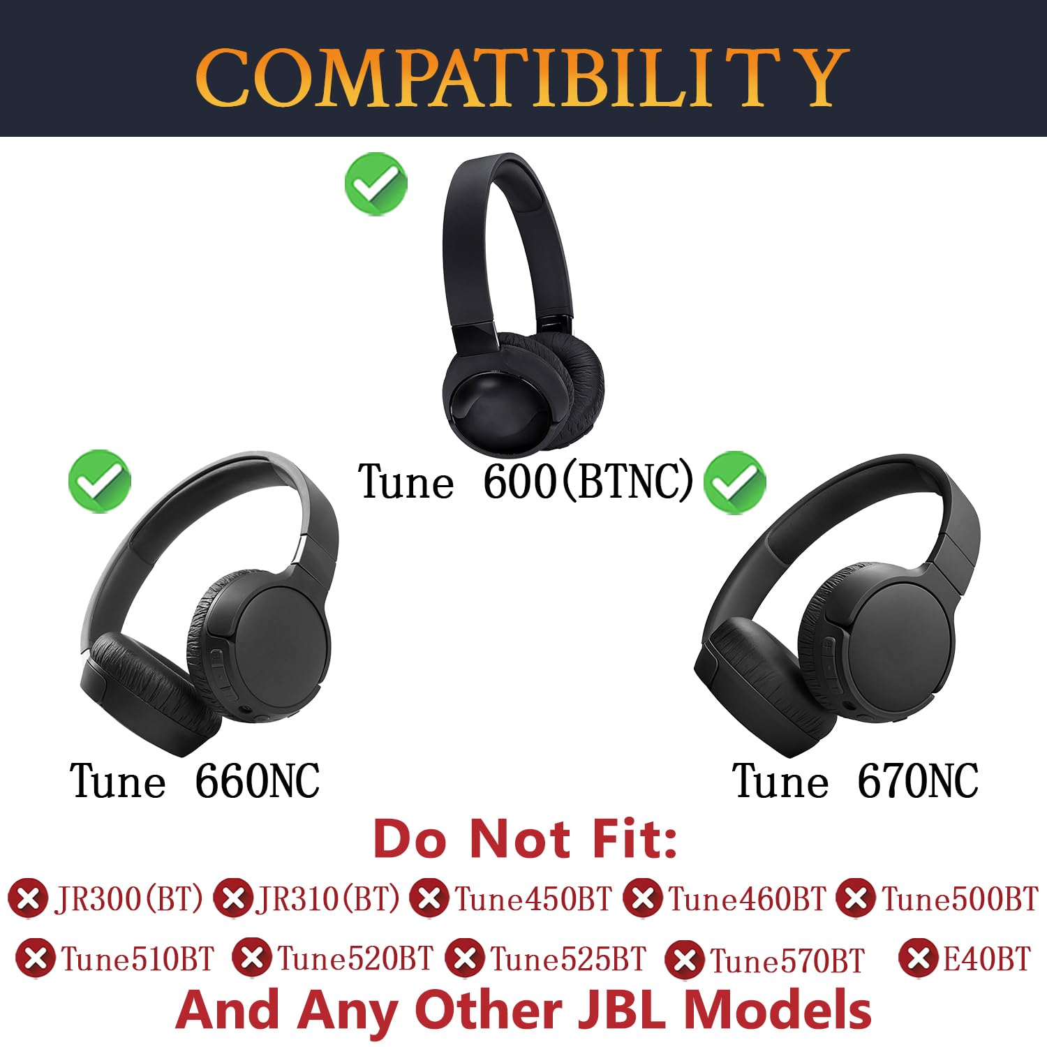 SOULWIT Earpads for JBL Tune 600BTNC / 660NC / 670NC - Protein Leather