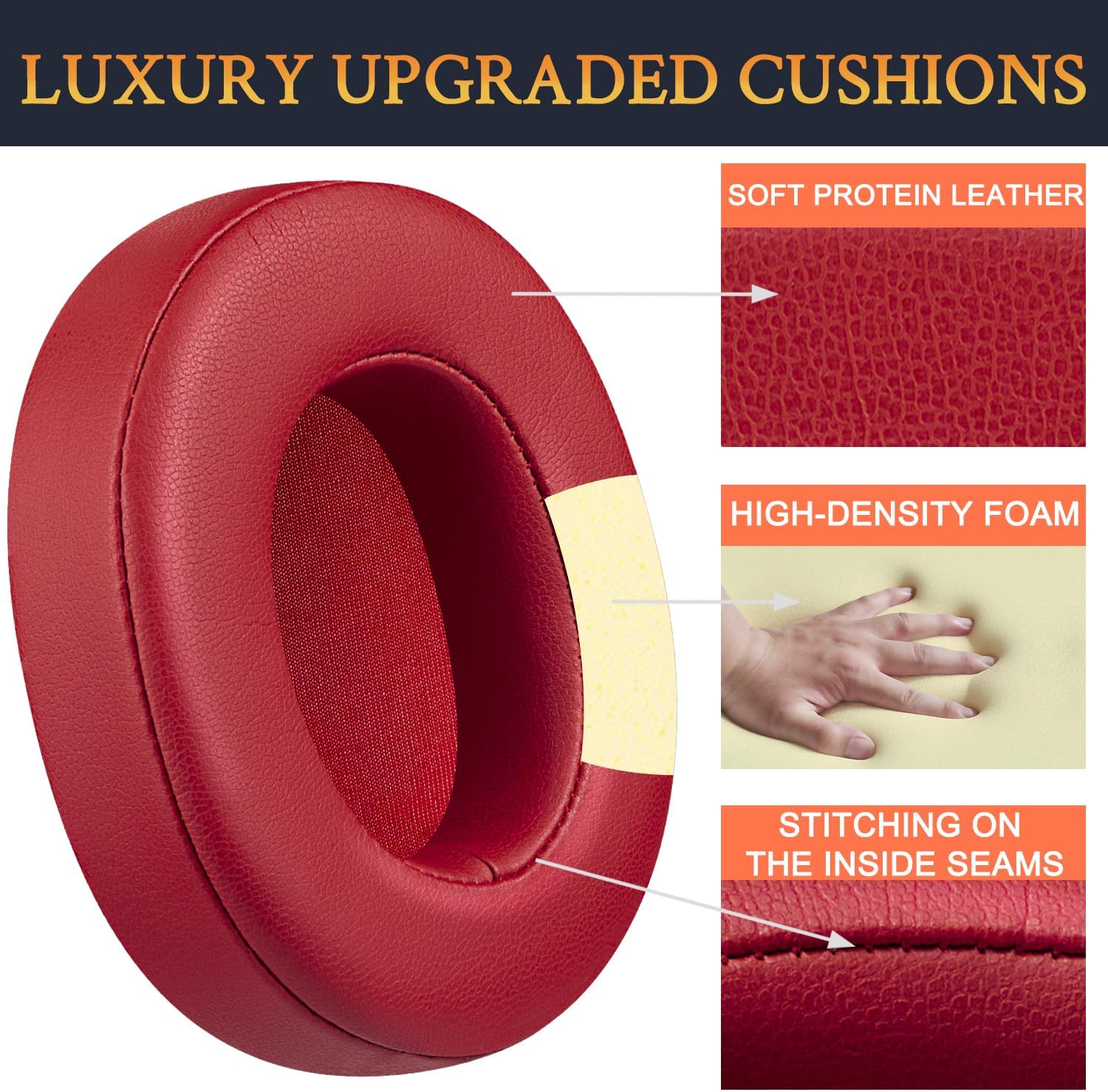 SOULWIT Earpads for Skullcandy Hesh 3/ANC/Evo & Crusher Wireless/ANC/Evo & Venue ANC - Protein Leather