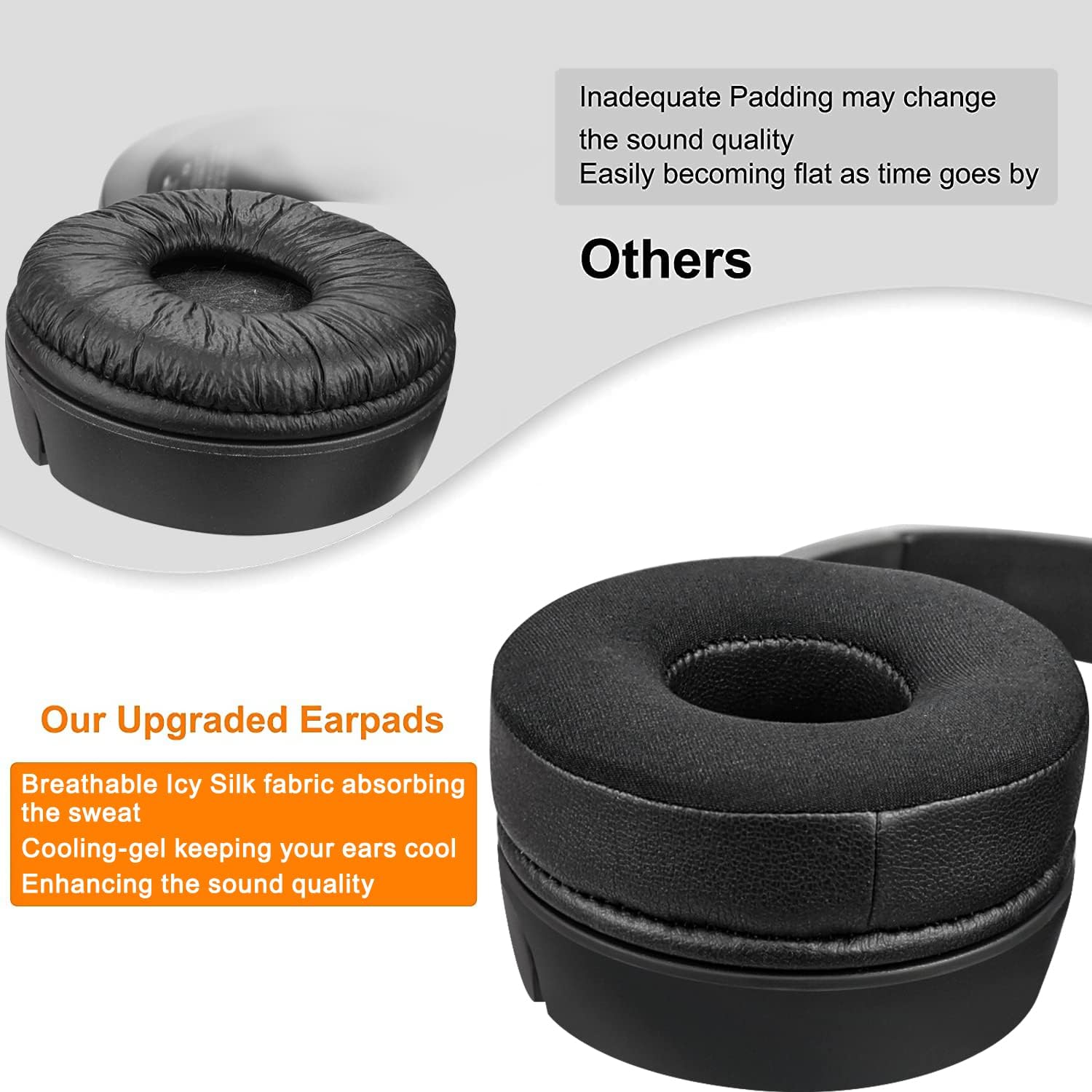 SOULWIT Earpads for JBL Tune 450BT/460BT/500BT/510BT/520BT/525BT/570BT, JR300BT, JR310BT, Junior 320BT, E40BT - Cooling Gel