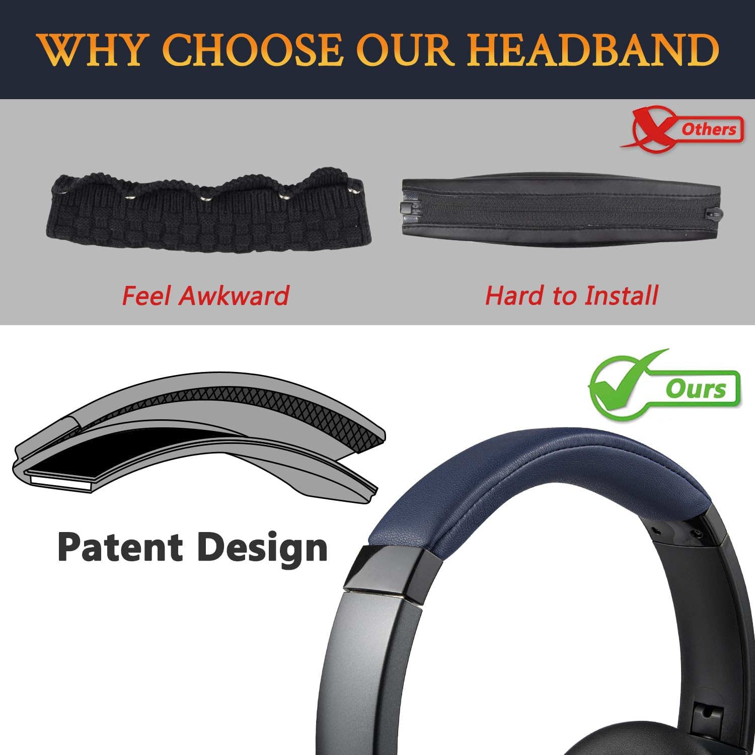 SOULWIT Headband for Anker Soundcore Life 2 / Life Q20 / Life Q20+ / Q20i