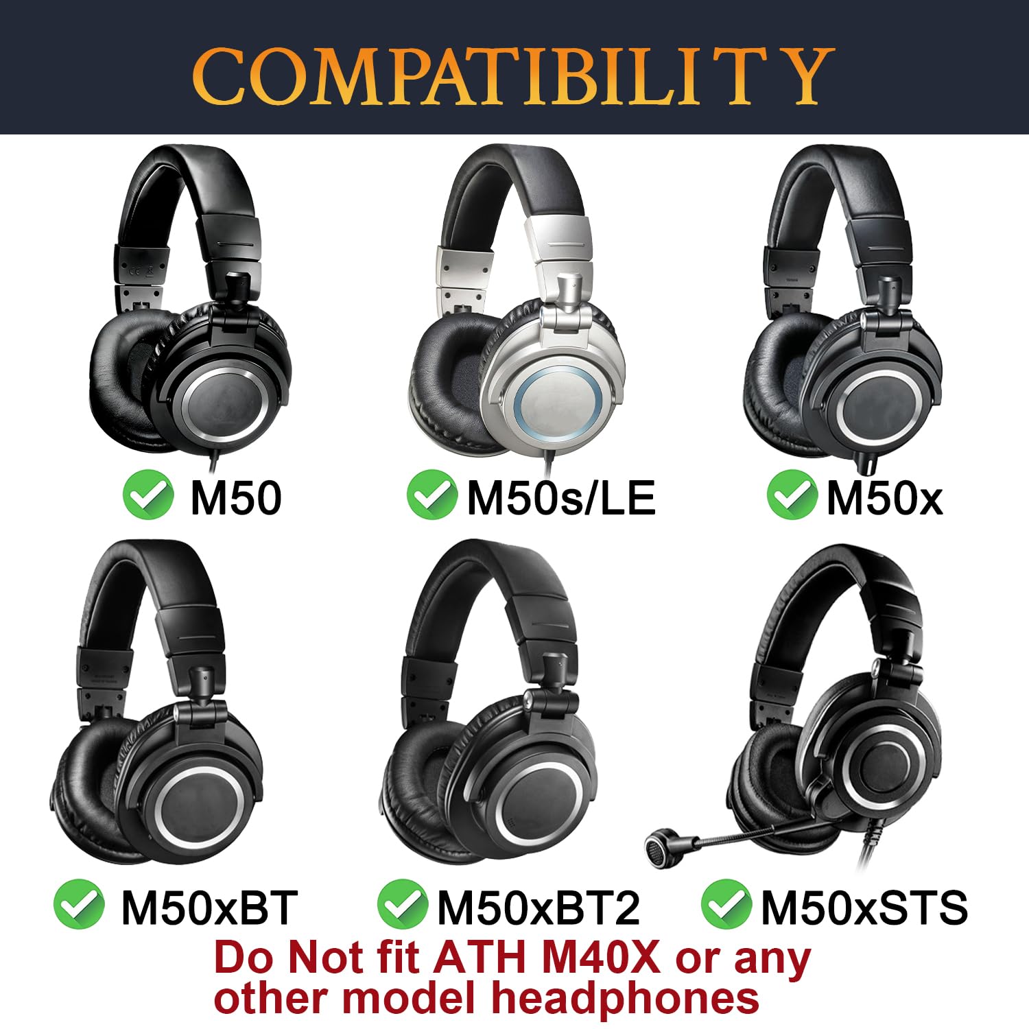 SOULWIT Headband for Audio-Technica ATH M50, M50X, M50XBT, M50XBT2, M50XSTS