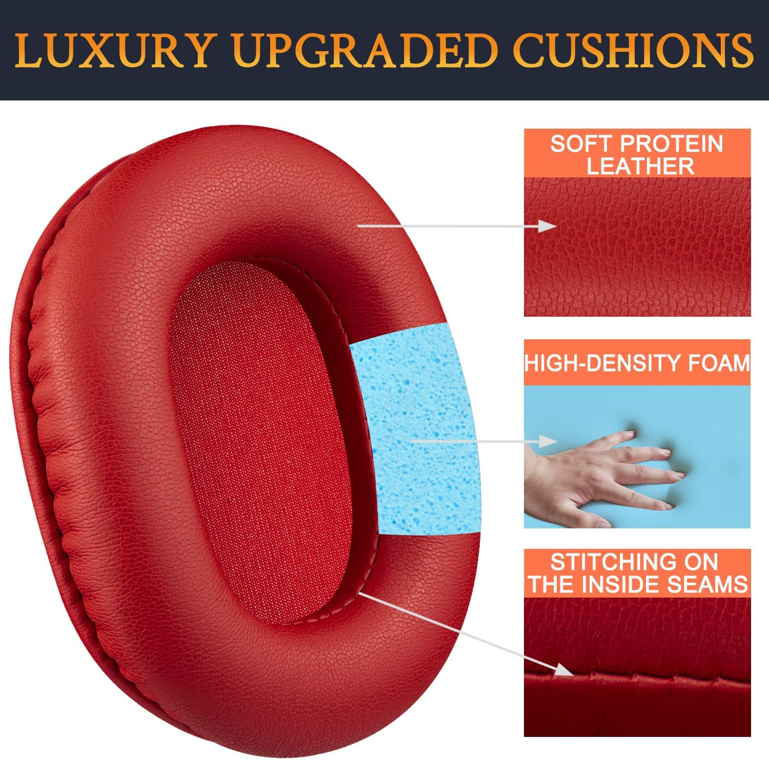 SOULWIT Earpads for Audio-Technica ATH M50, M50X, M50XBT, M50XBT2, M50XSTS, M40x, M30x, M20xBT, M20X, SX1, MSR7 Monitor - Protein Leather