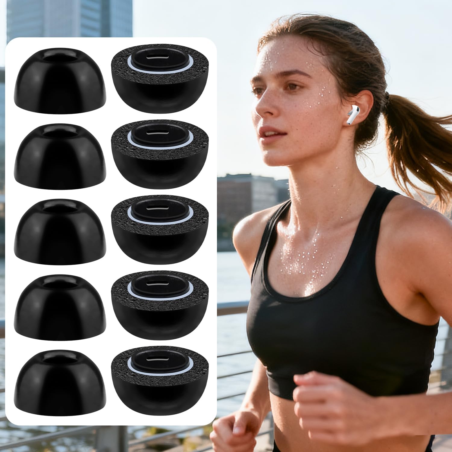 SOULWIT Memory Foam Ear Tips for AirPods Pro 3 - 5 pairs