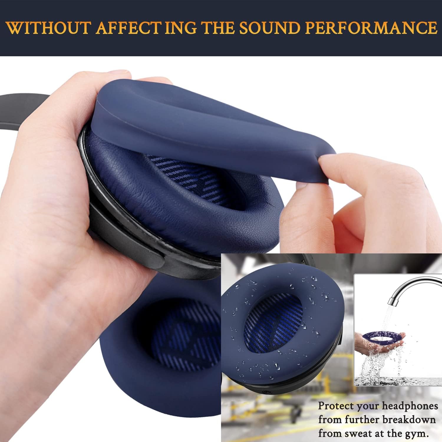 SOULWIT Earpads + Headband + Silicone Earpads Cover for Bose QuietComfort 35 Series