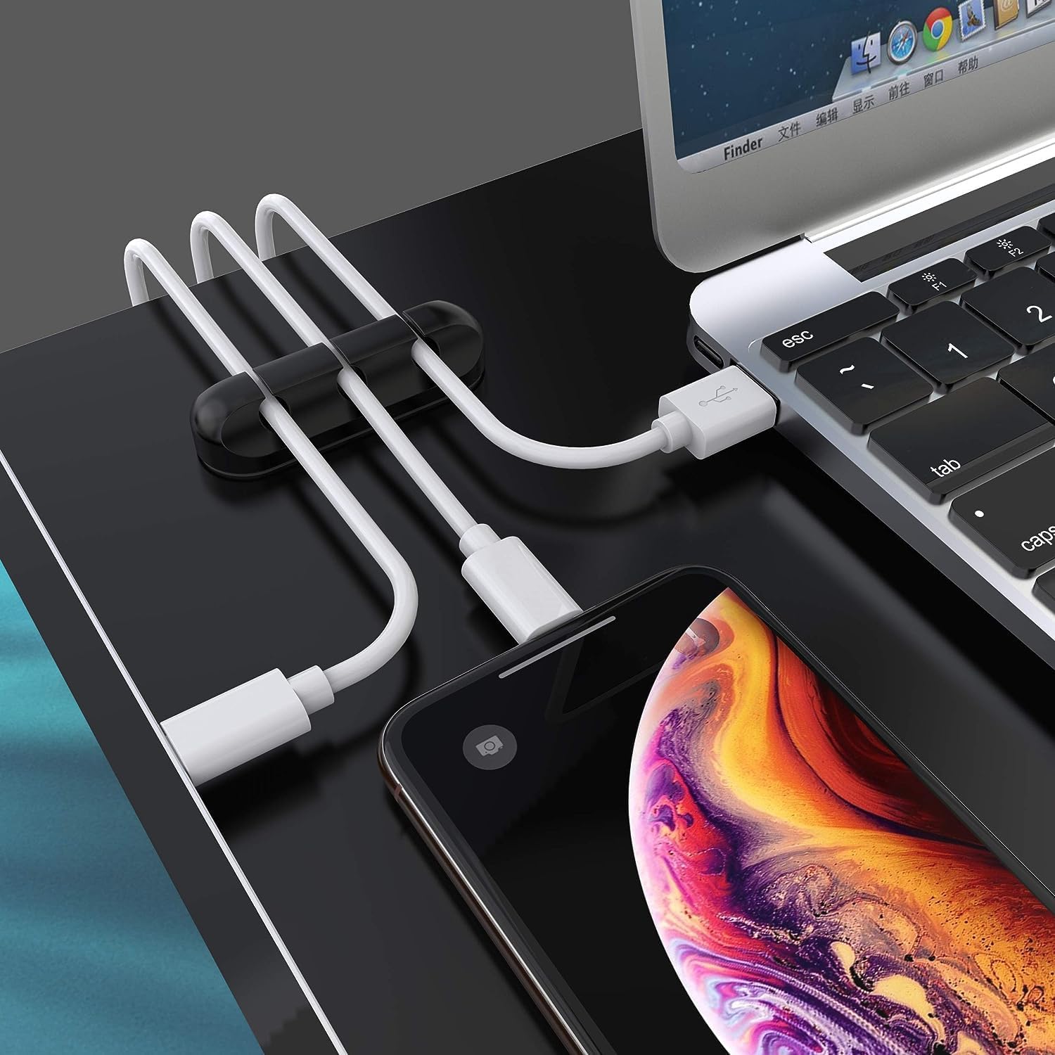 SOULWIT Cable Holder Clips, 3-Pack Cable Management Cord Organizer Clips Silicone Self Adhesive