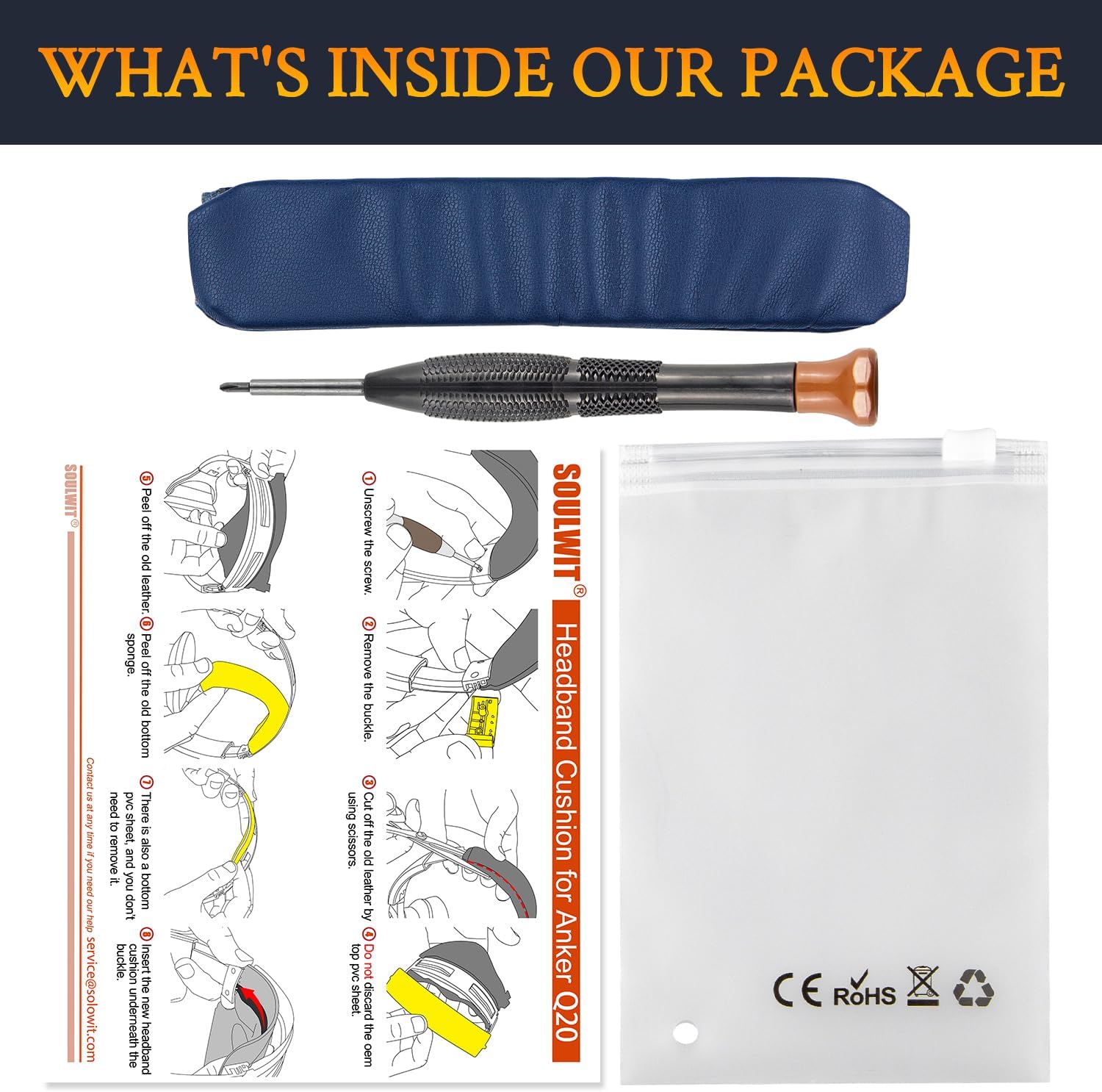 SOULWIT Headband for Anker Soundcore Life 2 / Life Q20 / Life Q20+ / Q20i