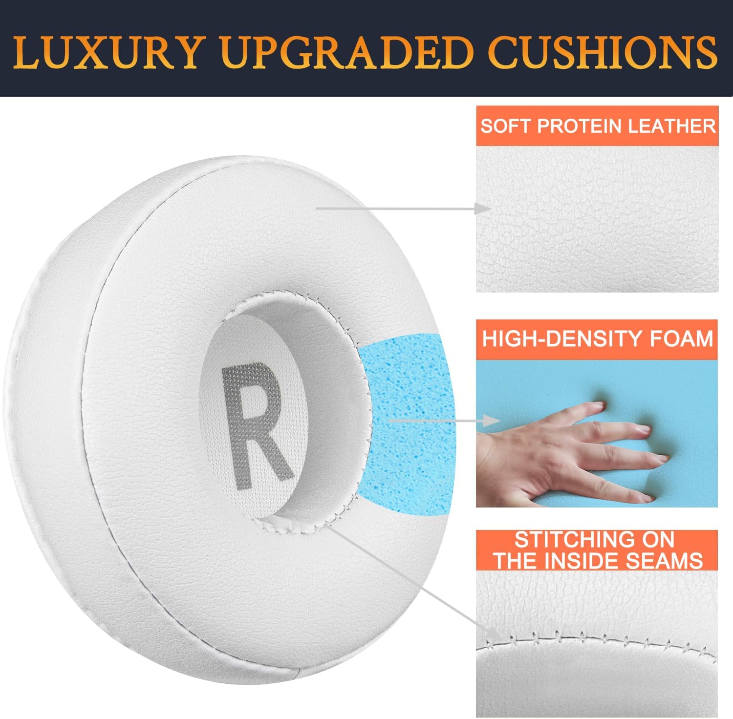 SOULWIT Earpads for JBL Tune 450BT/460BT/500BT/510BT/520BT/525BT/570BT, JR300BT, JR310BT, Junior 320BT, E40BT - Protein Leather